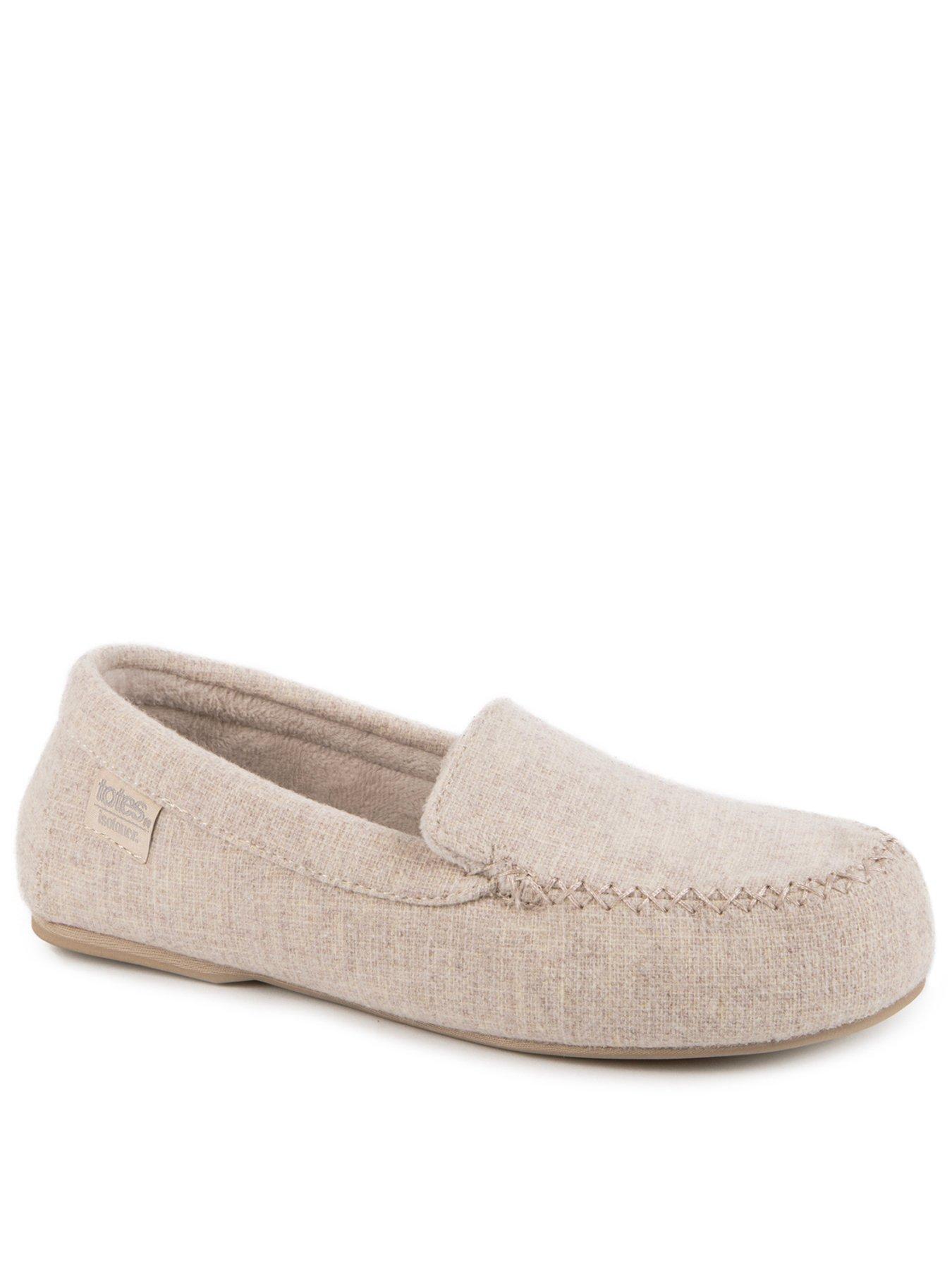 totes-isotoner-textured-moccasin-slippers-beige