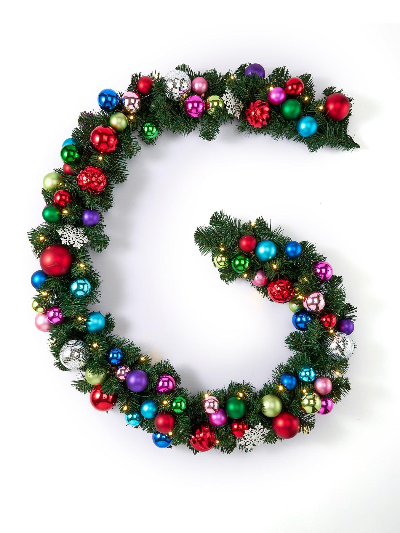 Image 3 of 4 of Very Home Bright Coloured Pre Lit Bauble Christmas Garland&nbsp;- 9ft