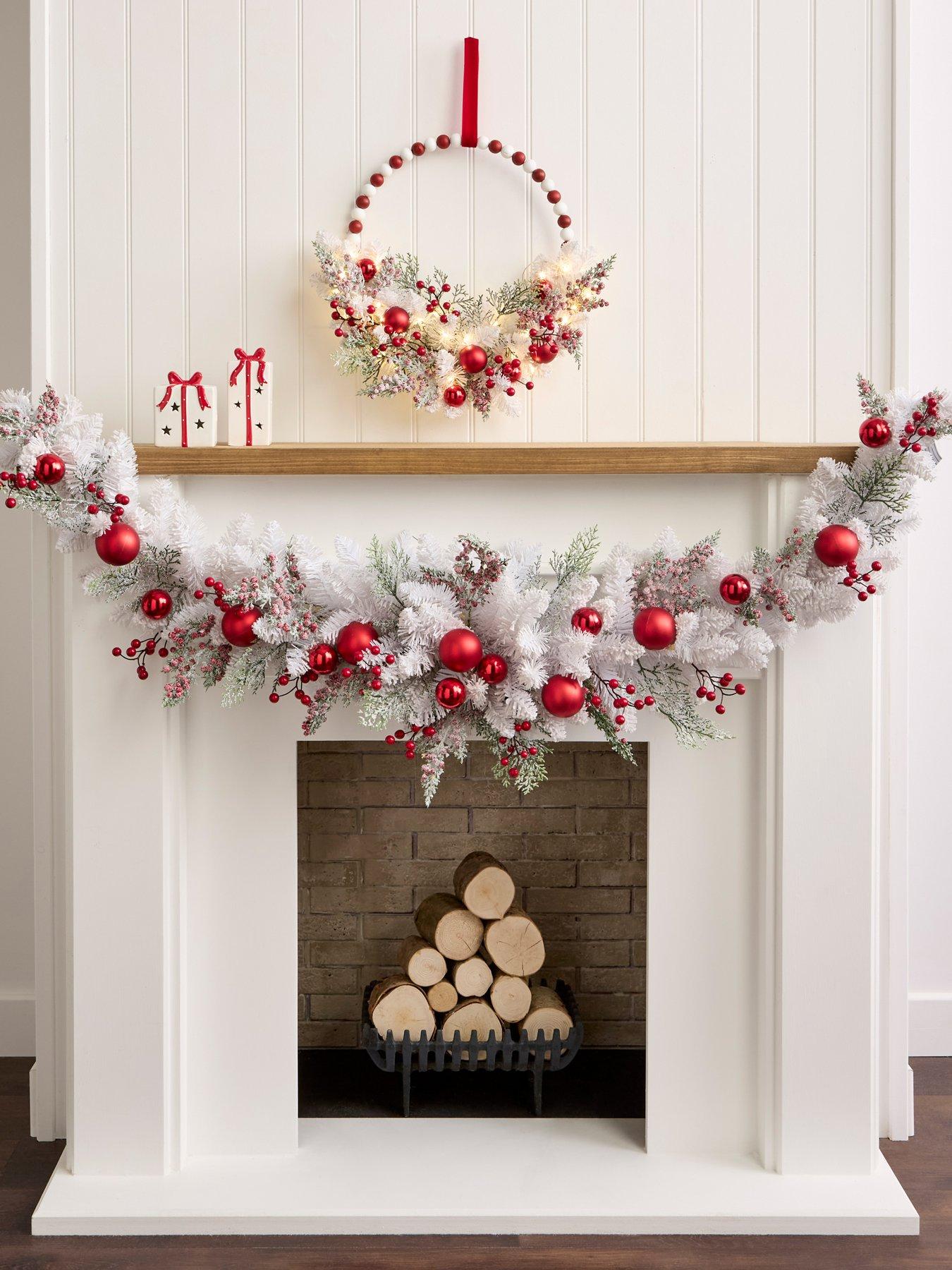 The Very Collection White Foliage and Berries Swag Christmas Garland - 180 cm