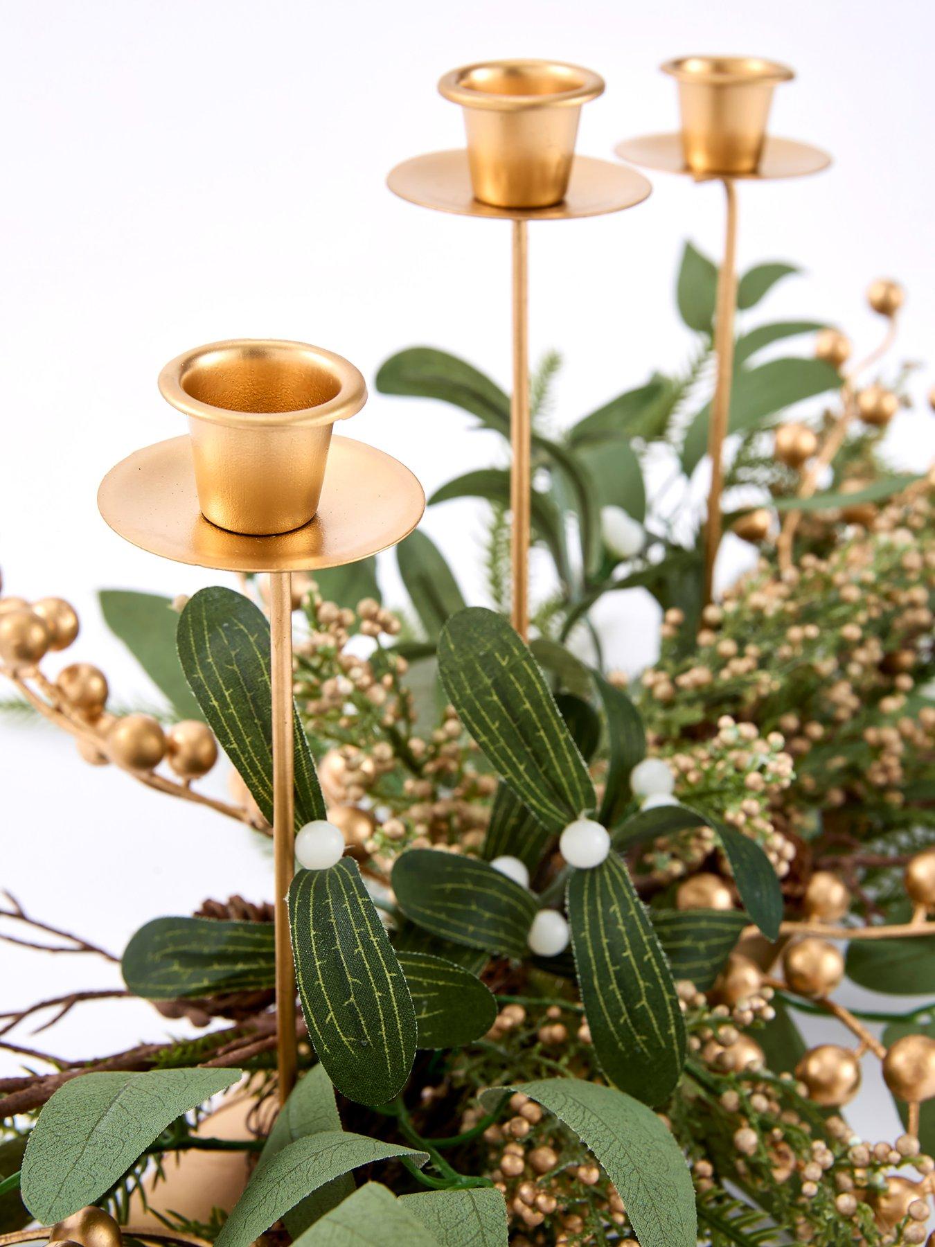 Image 4 of 5 of Very Home Mistletoe and Gold Berry Christmas&nbsp;Table Centre - 70 cm