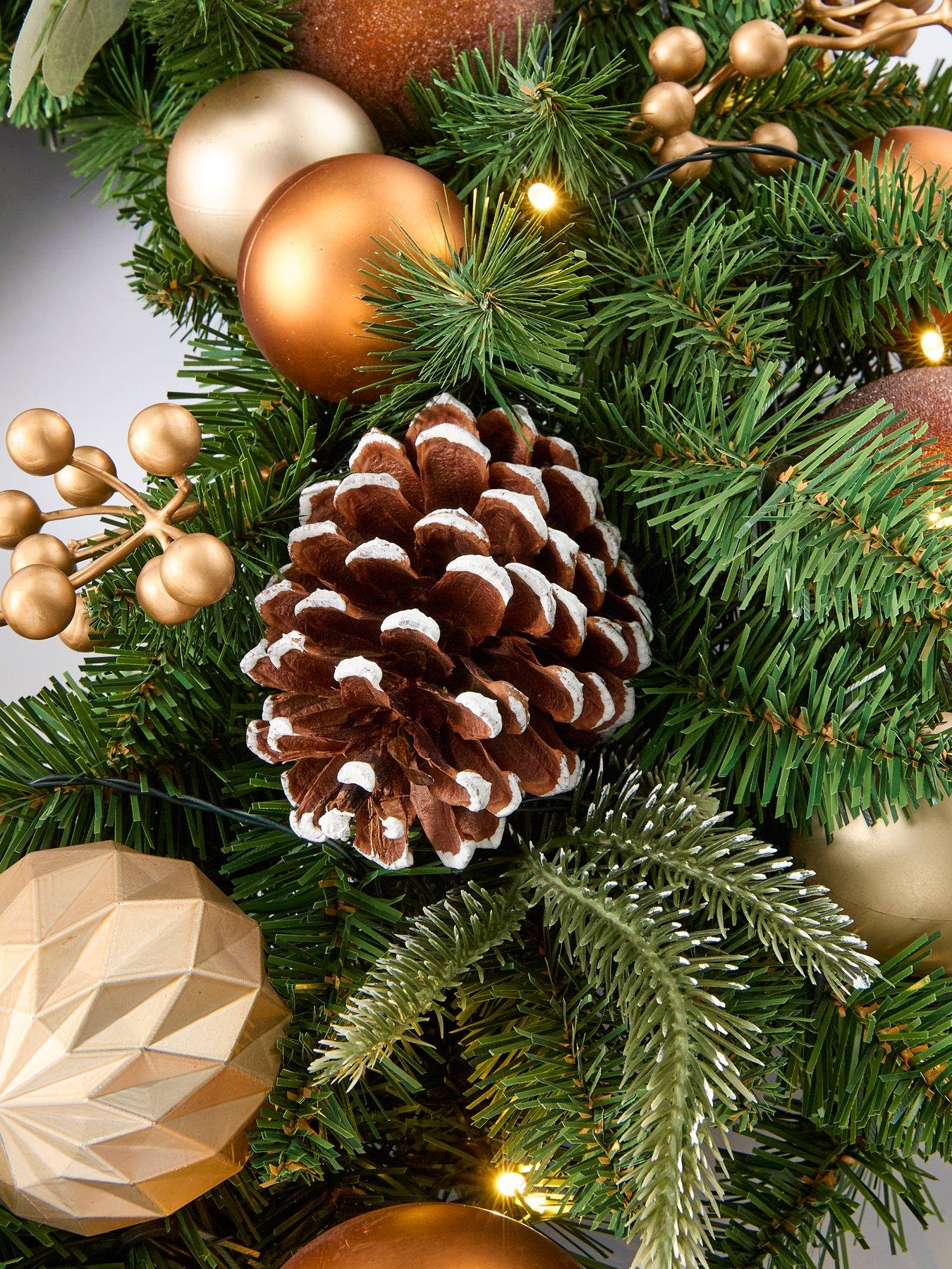 Image 4 of 5 of Very Home Copper and Gold Pre-lit Christmas Wreath - 80&nbsp;cm