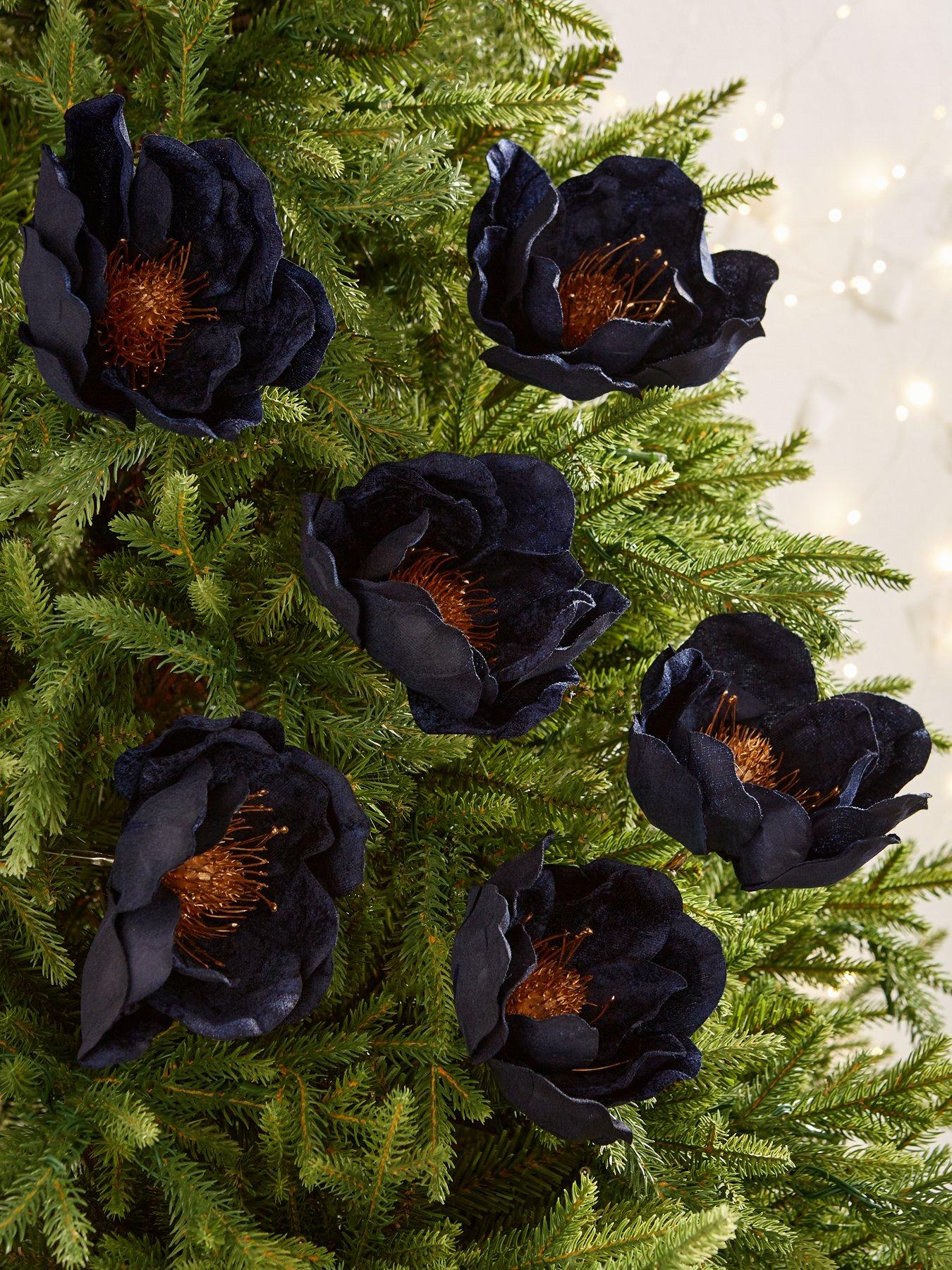 undefined Set of 6 Blue Magnolia Christmas Tree Clips