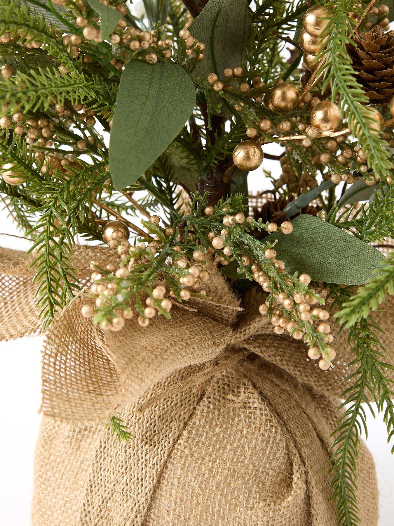  image of very-home-mistletoe-and-gold-berries-tabletop-christmasnbsptree-60-cm