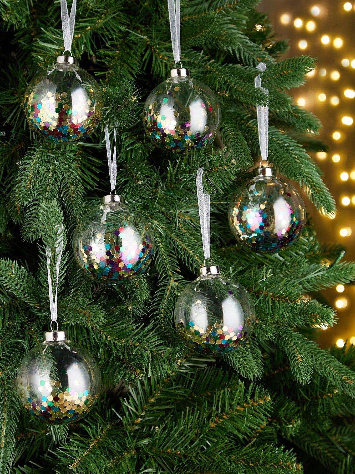 Very Home Set of 6 Confetti Christmas Tree Baubles