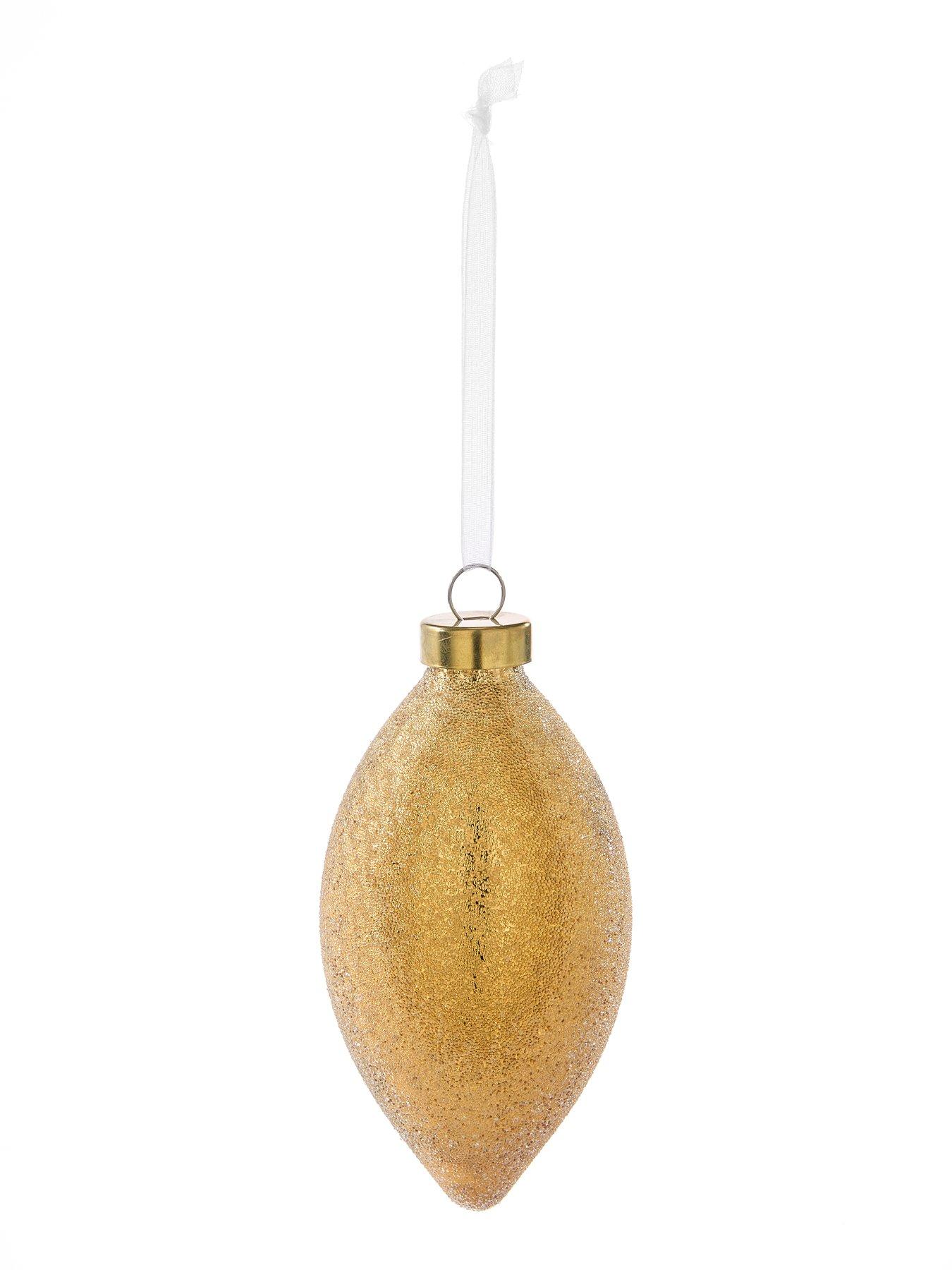Image 3 of 3 of Very Home Set Of 3 Gold Crusted Teardrop Christmas Tree&nbsp;Baubles