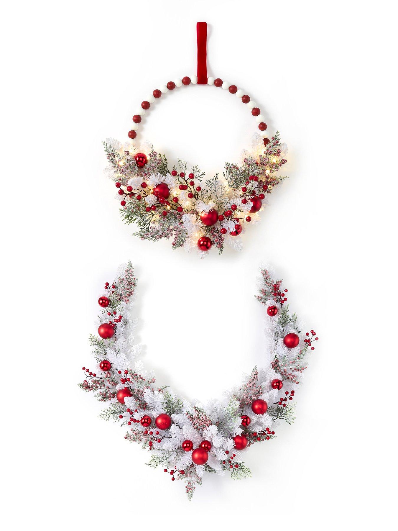 Image 5 of 5 of Very Home 50 cm Pre Lit Beaded Candy Cane Christmas Wreath