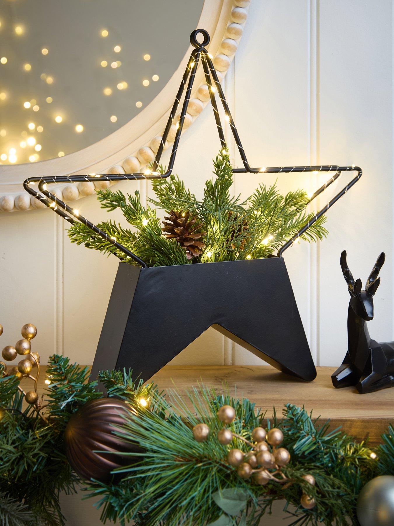 undefined 39 cm Lit Star with Foliage Christmas Decoration