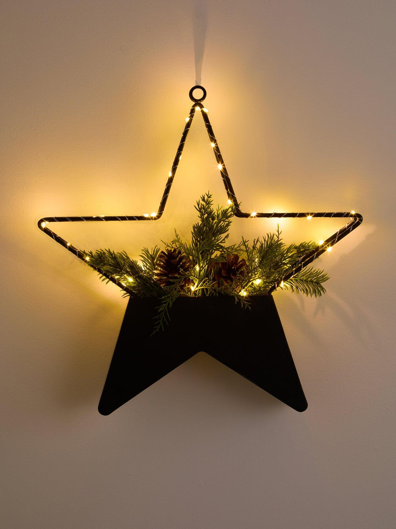 Image 3 of 6 of Very Home 39 cm Lit Star with Foliage Christmas Decoration