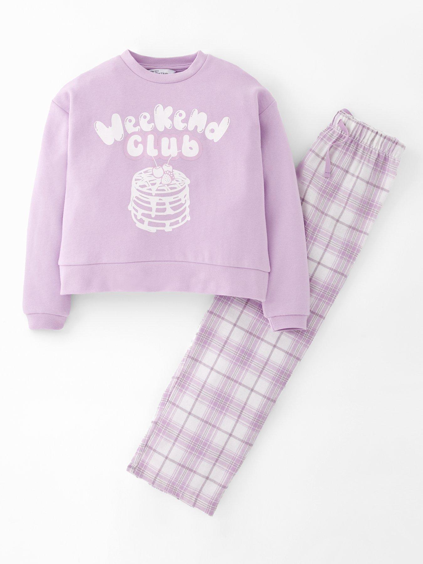 The Very Collection Girls Weekend Club Pancake Sweat PJ - Purple