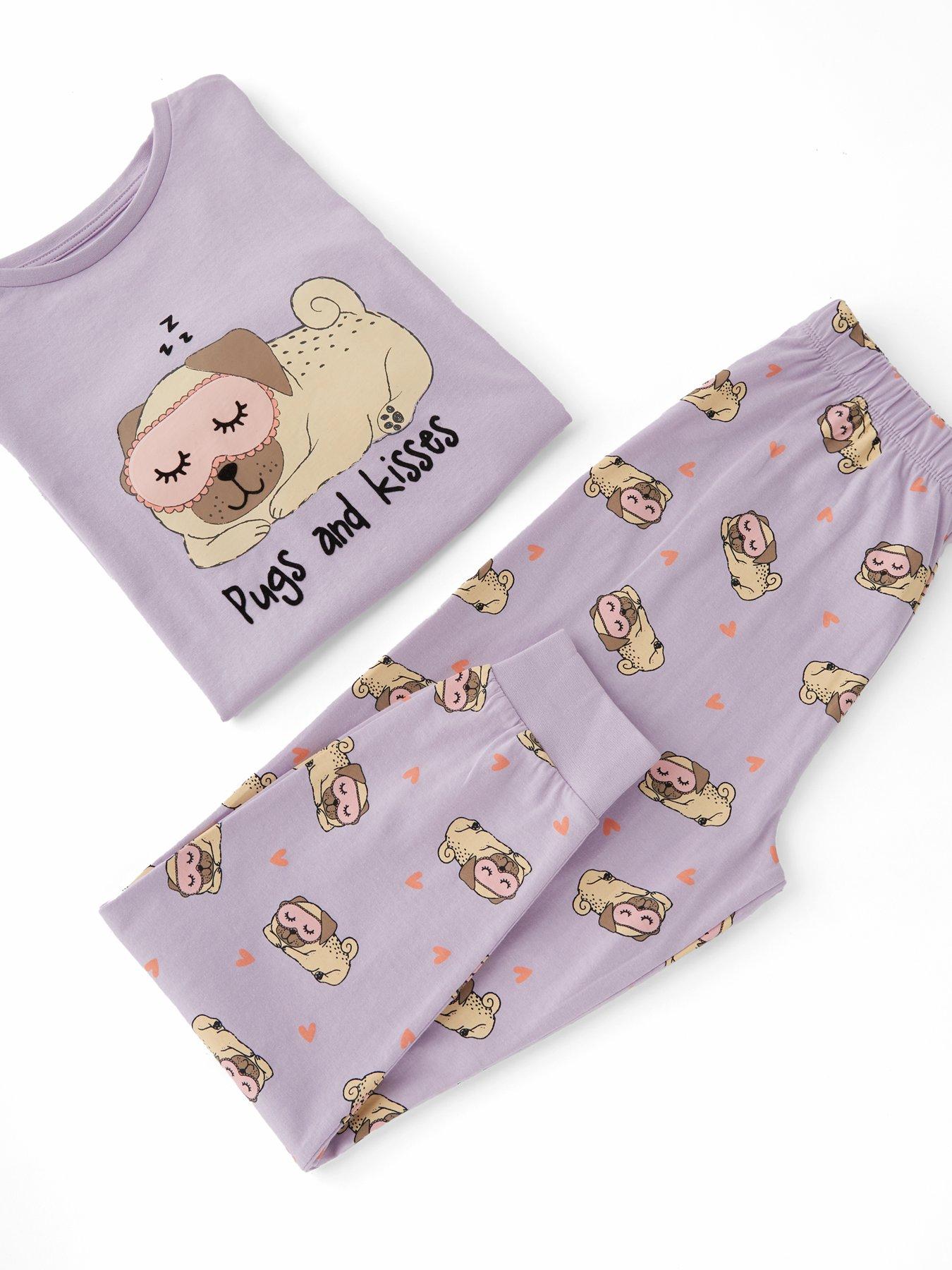 The Very Collection Girls Pug Pyjamas - Purple | Littlewoods