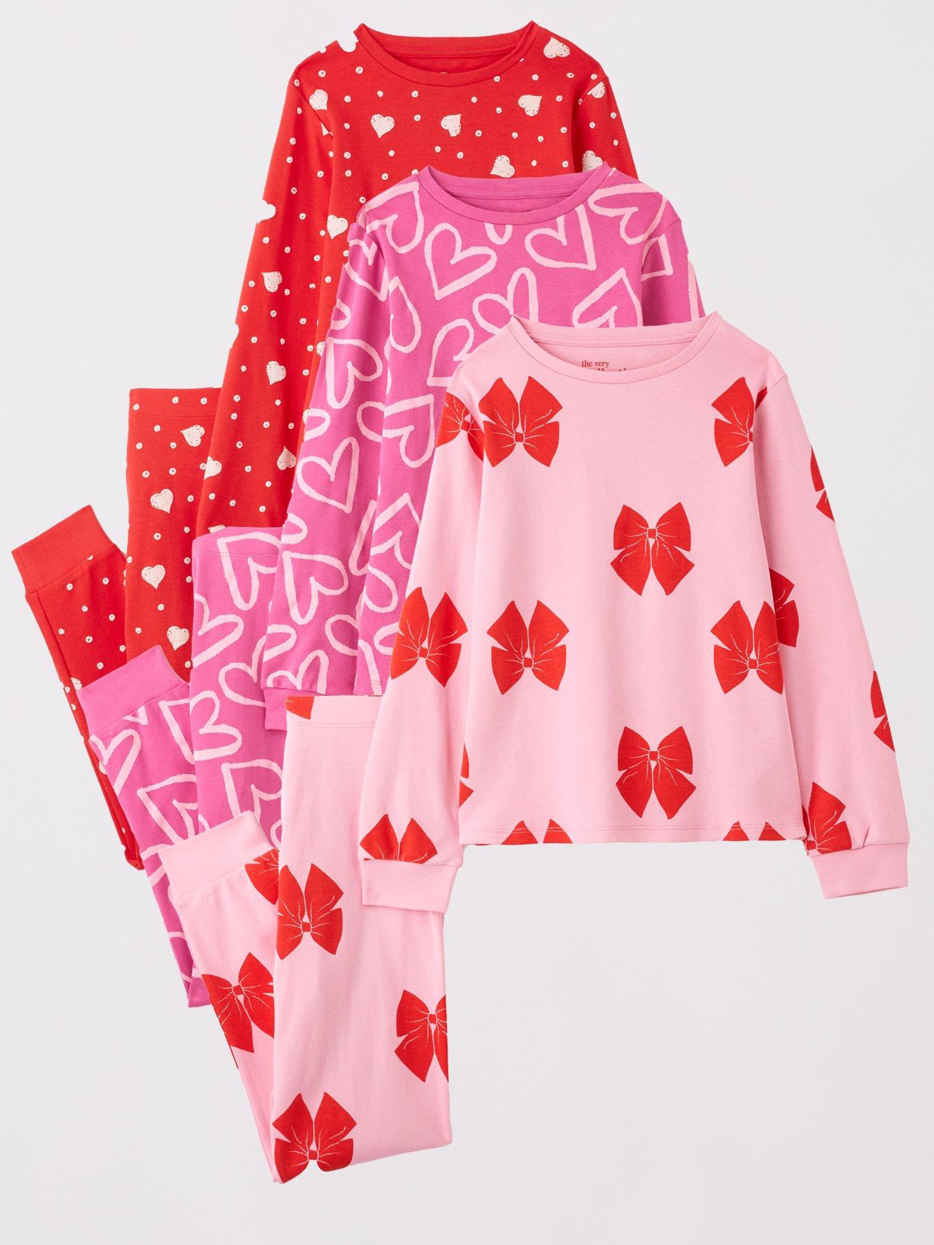 the-very-collection-girls-3-pack-heart-amp-bow-pyjamas-multi