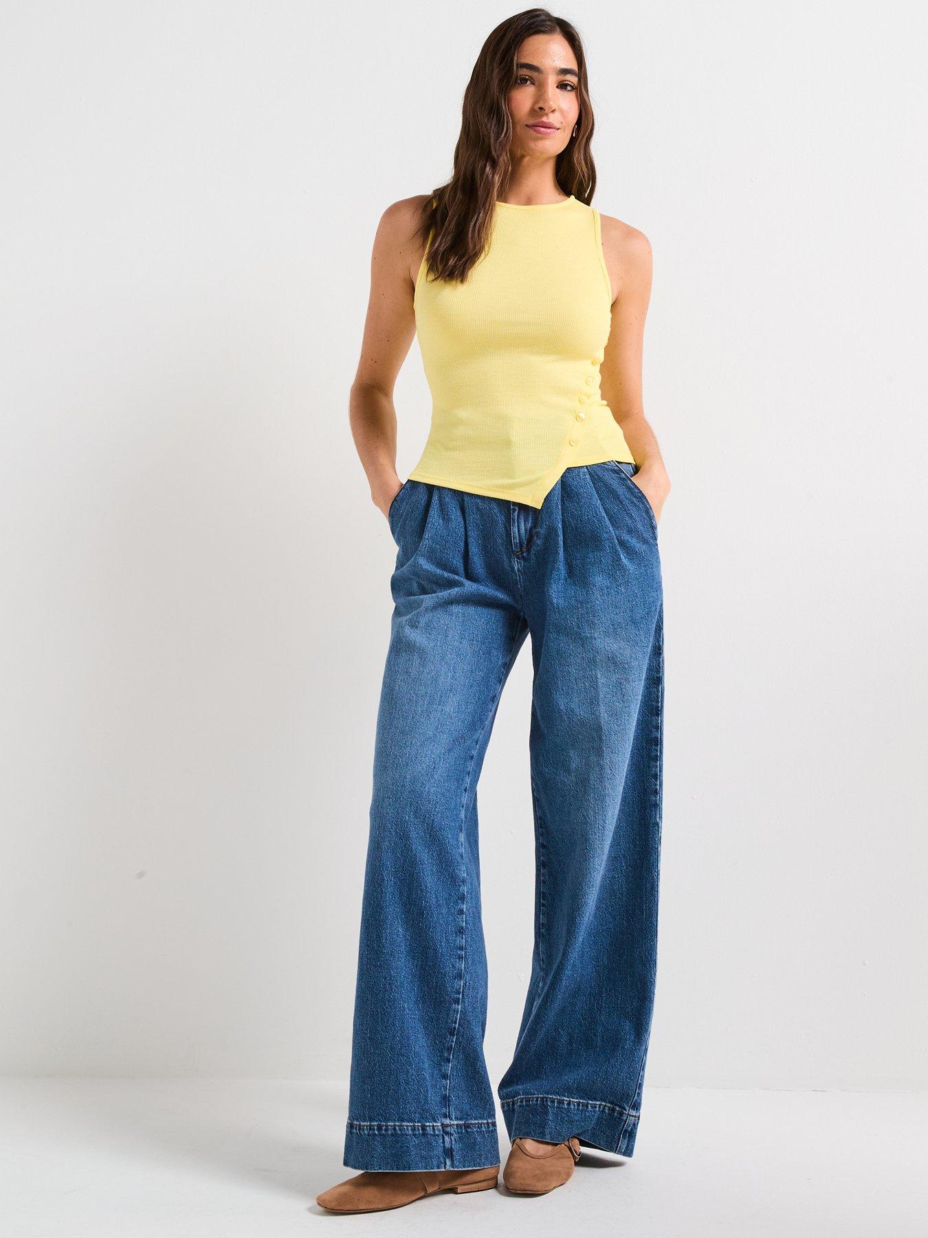 Image 3 of 5 of V by Very Asymmetric Rib Vest - Yellow