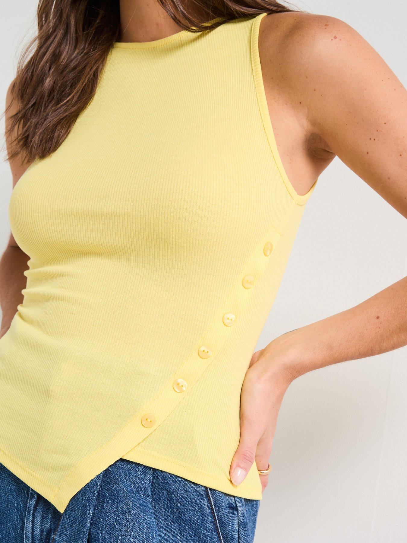 Image 4 of 5 of V by Very Asymmetric Rib Vest - Yellow