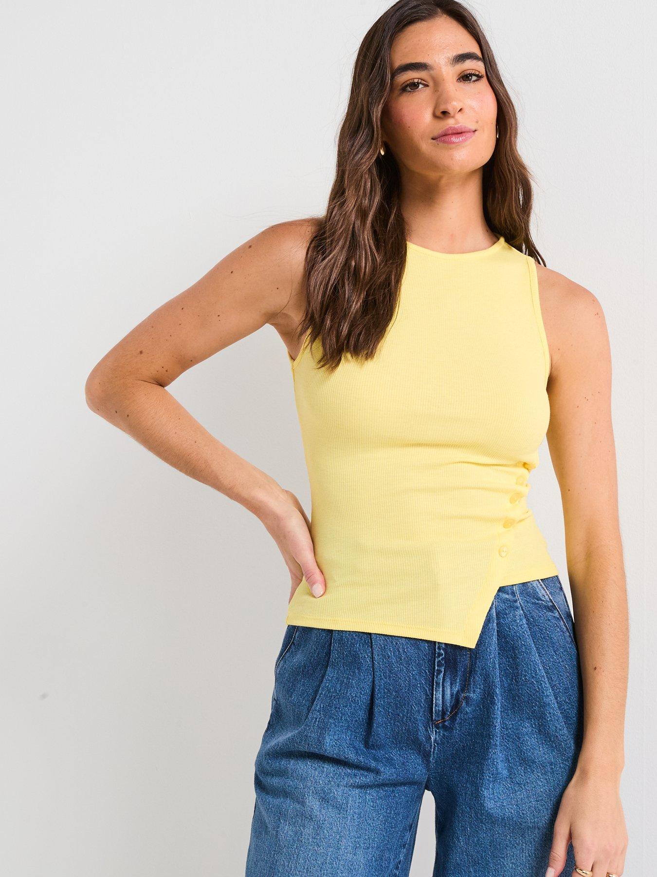 Image 5 of 5 of V by Very Asymmetric Rib Vest - Yellow