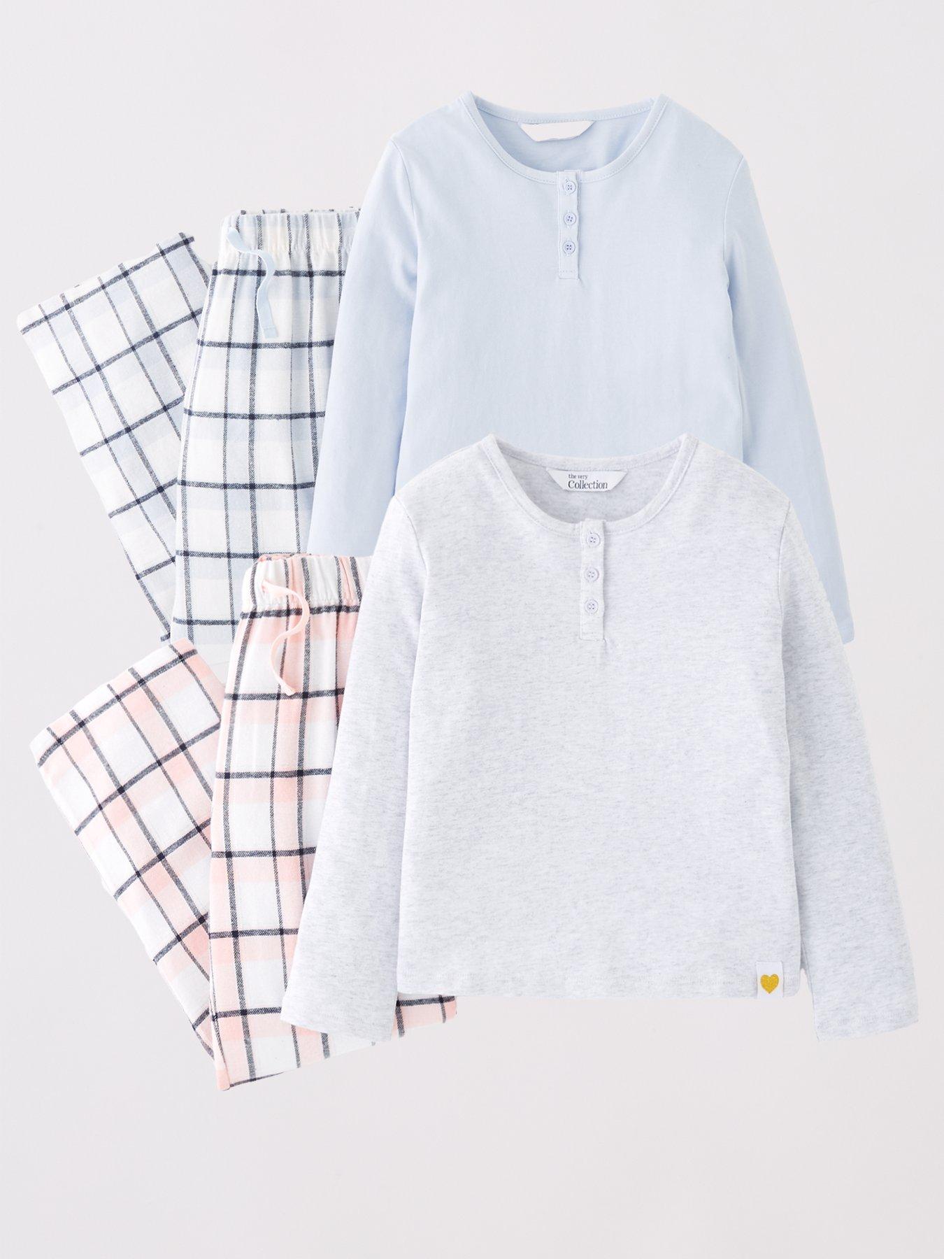 Image 1 of 5 of The Very Collection Girls 2 Pack Woven Check Pyjamas - Multi