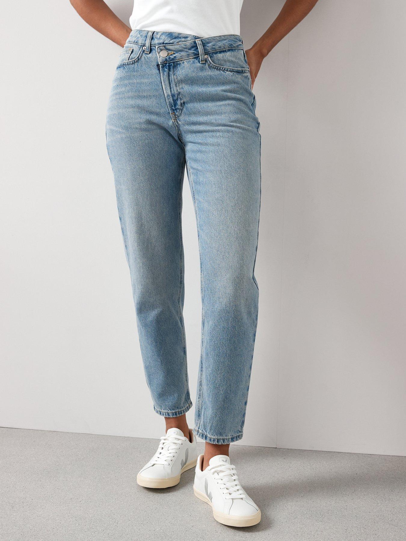 Image 1 of 6 of V by Very Wrap Front Mom Jeans - Mid Wash