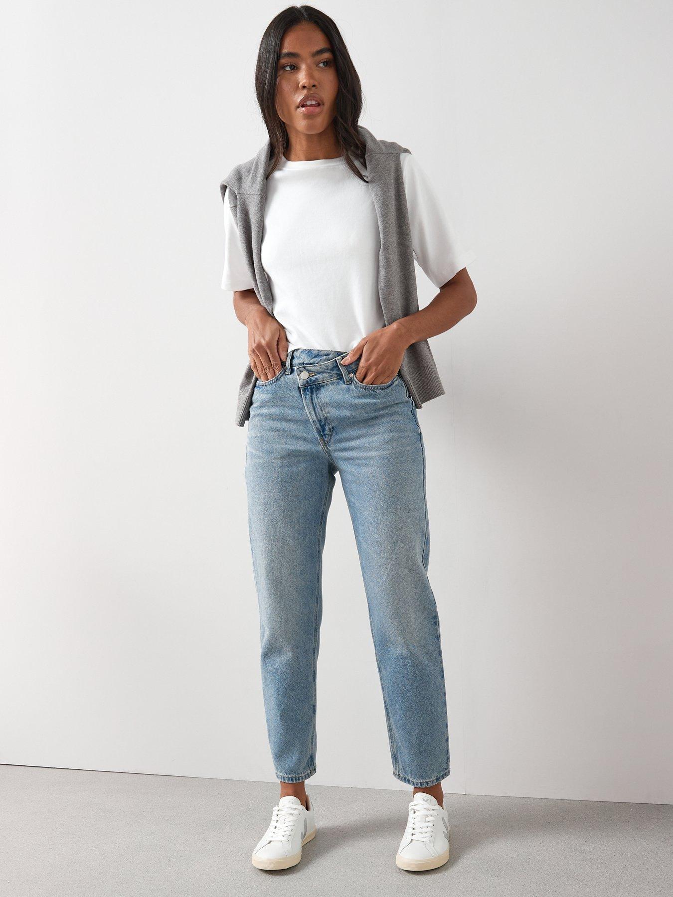  image of the-very-collection-wrap-front-mom-jeans-mid-wash