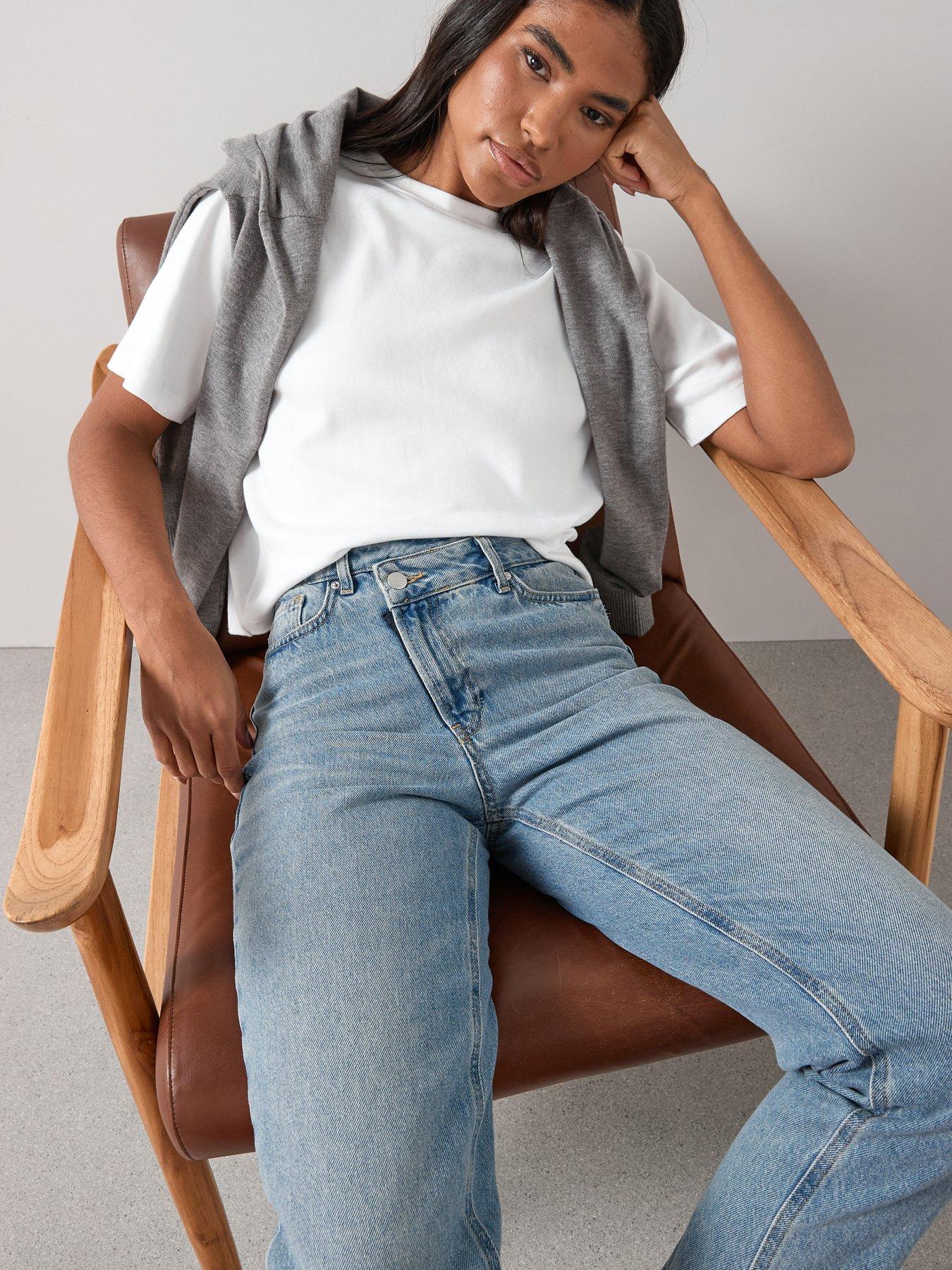 Image 4 of 6 of V by Very Wrap Front Mom Jeans - Mid Wash