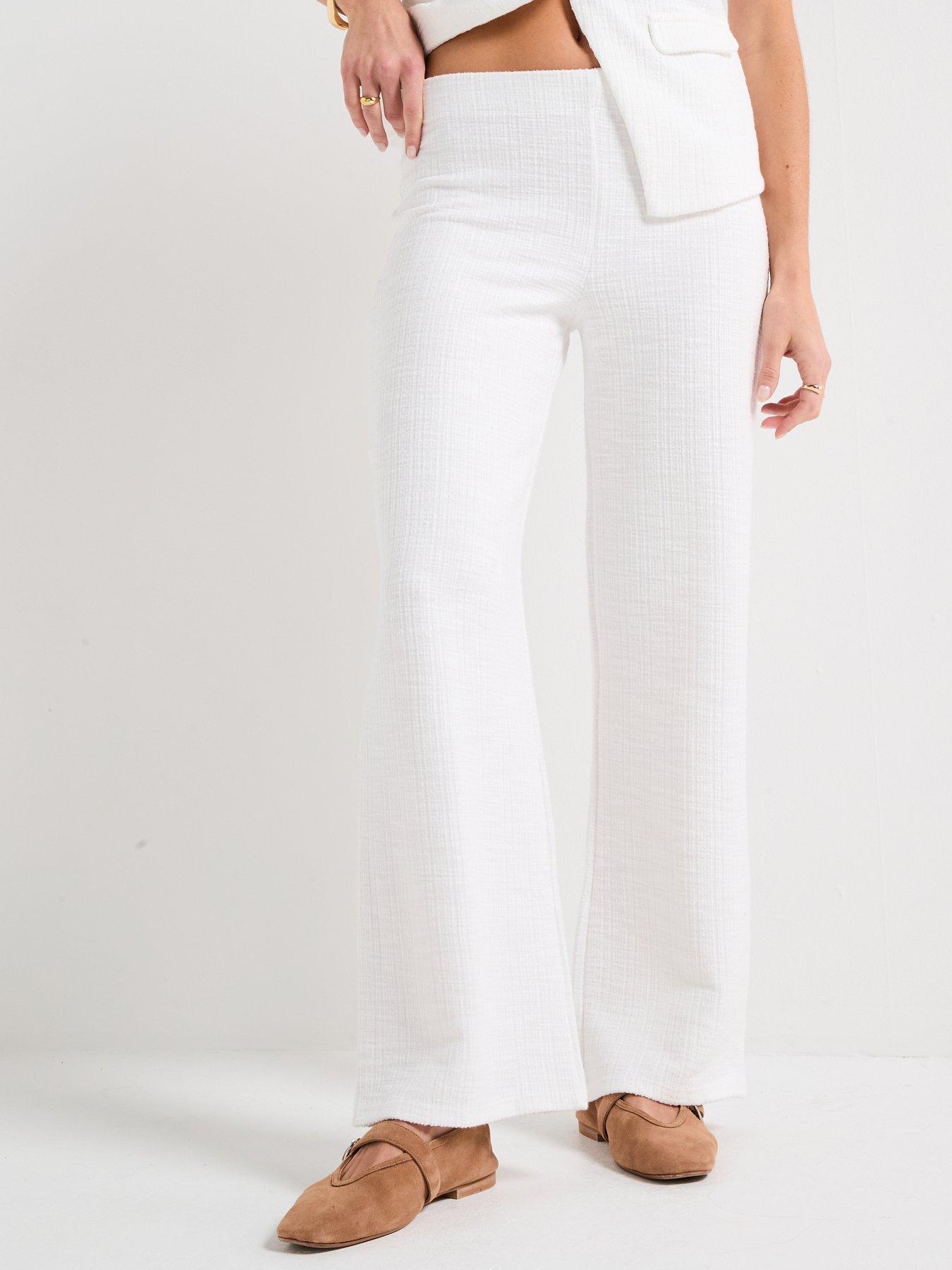 V by Very Textured Wide Leg Trousers Co-Ord - Cream
