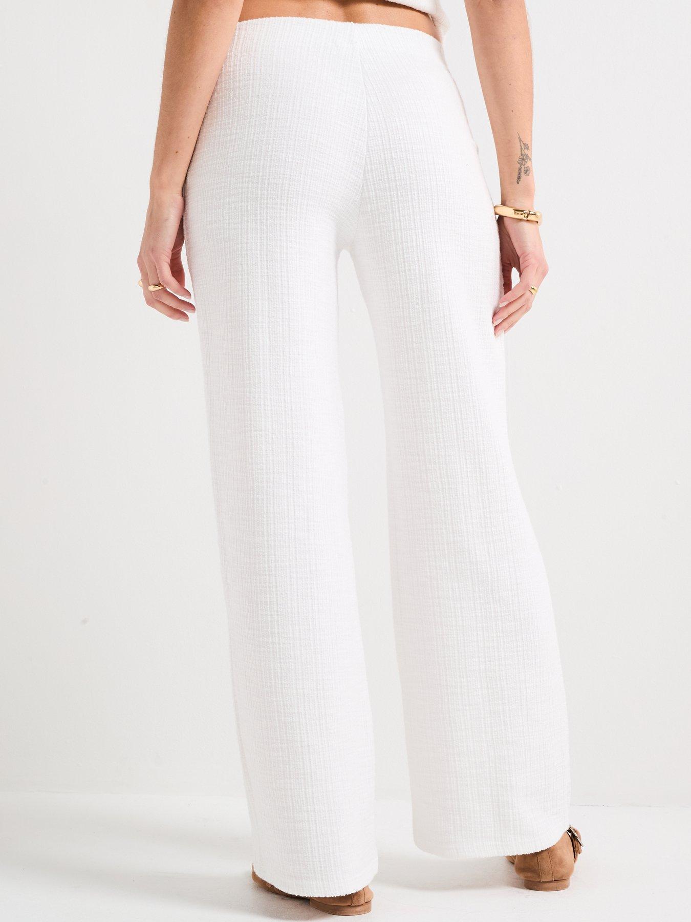 Image 2 of 6 of V by Very Textured Wide Leg Trousers Co-Ord - Cream