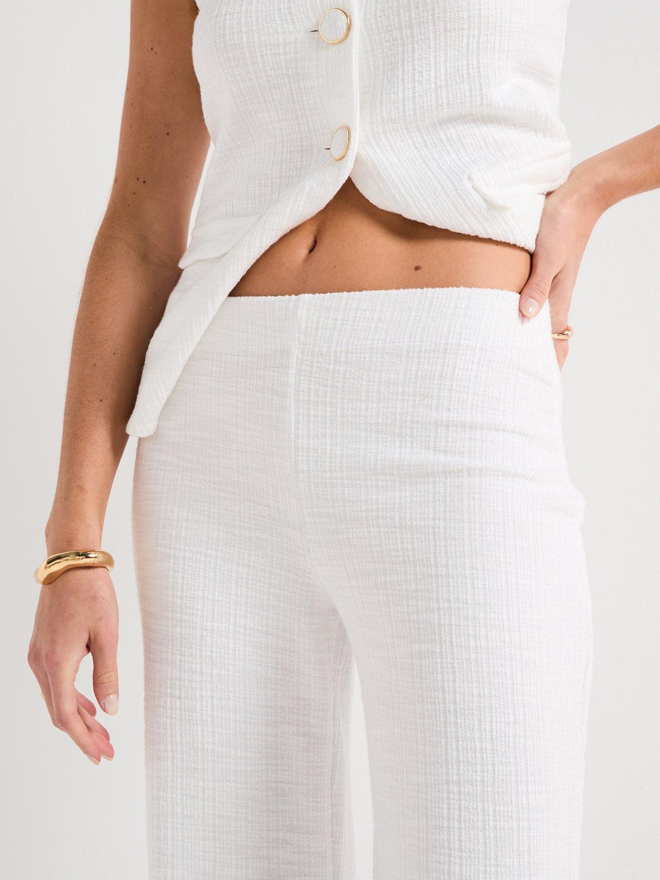 Image 4 of 6 of V by Very Textured Wide Leg Trousers Co-Ord - Cream