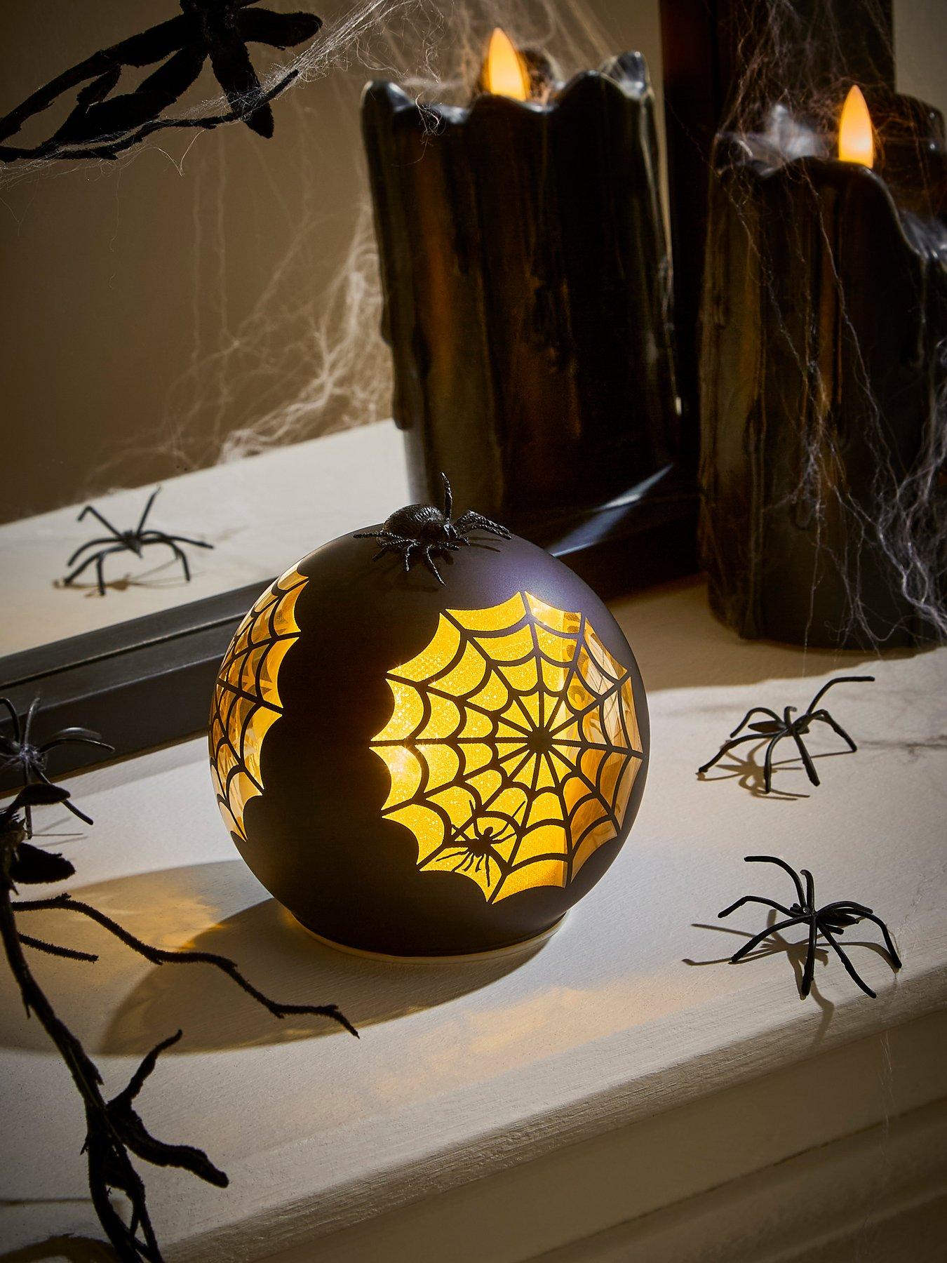 Hocus Pocus LED Glass Cobweb Dome Halloween Decoration
