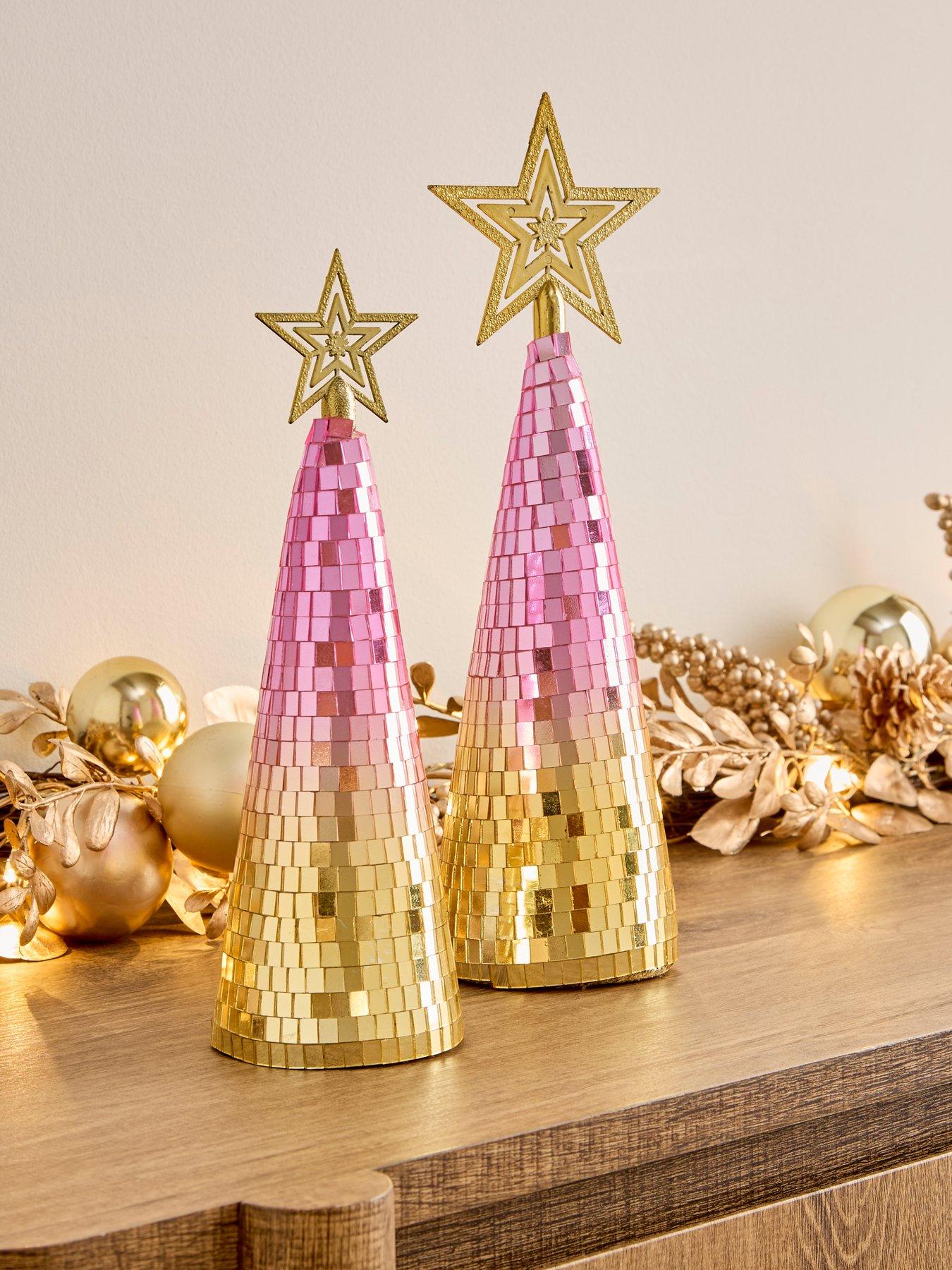 the-christmas-gift-co-set-of-2-pinkgold-disco-ball-christmas-treenbspornament-2629-cm