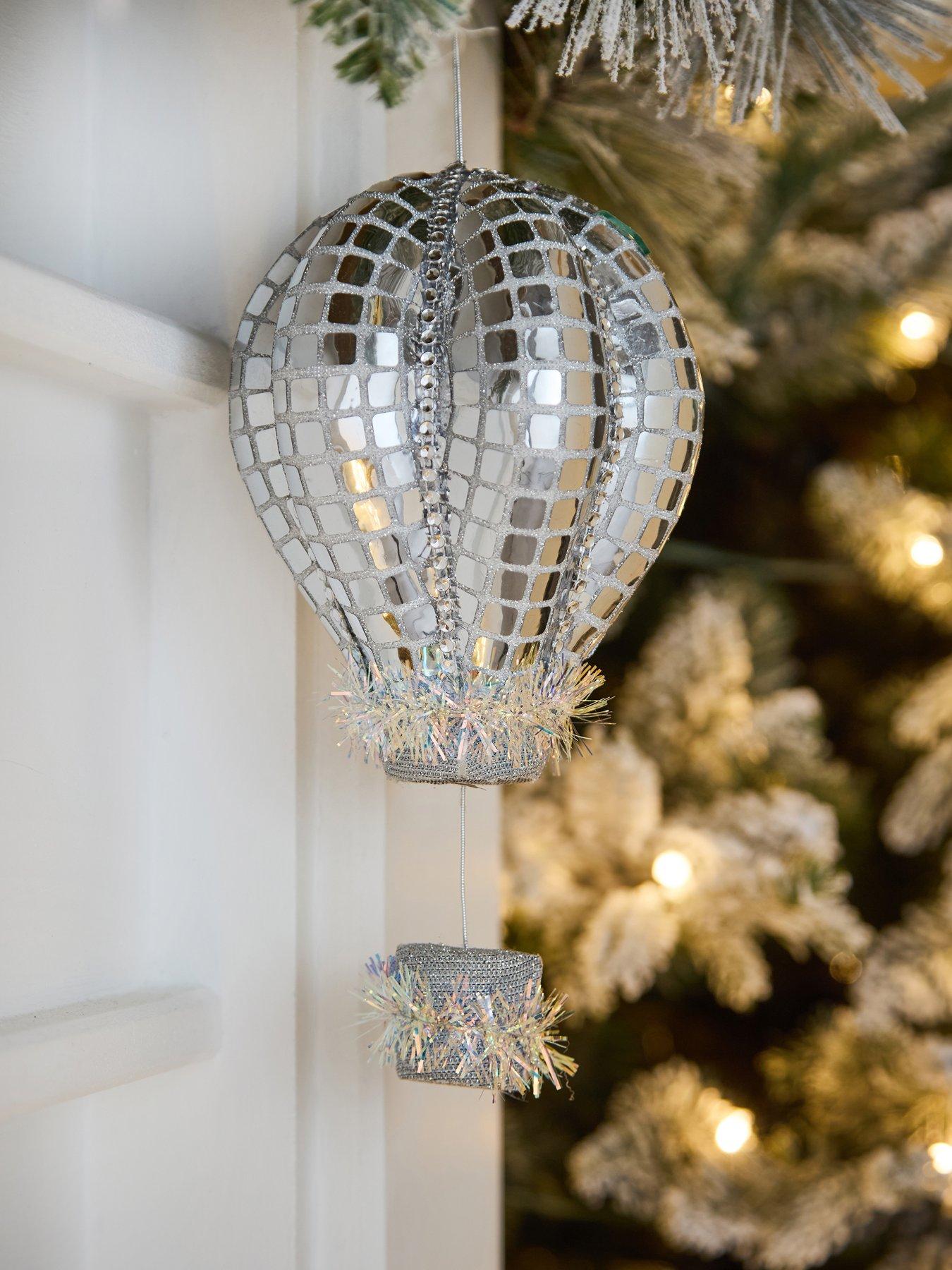 The Christmas Gift Co Disco Hanging Hot Air Balloon Christmas Decoration - 22 cm