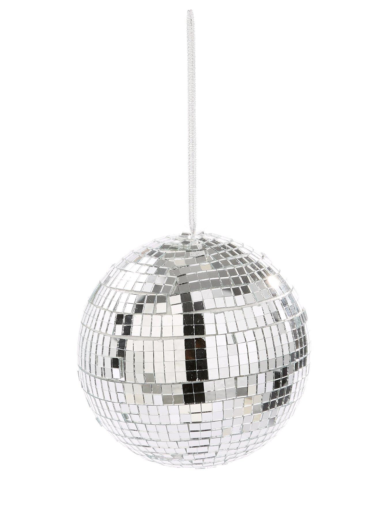  image of the-christmas-gift-co-set-of-2nbspsilver-disco-ball-hanging-christmas-tree-ornaments--nbsp12nbspcm