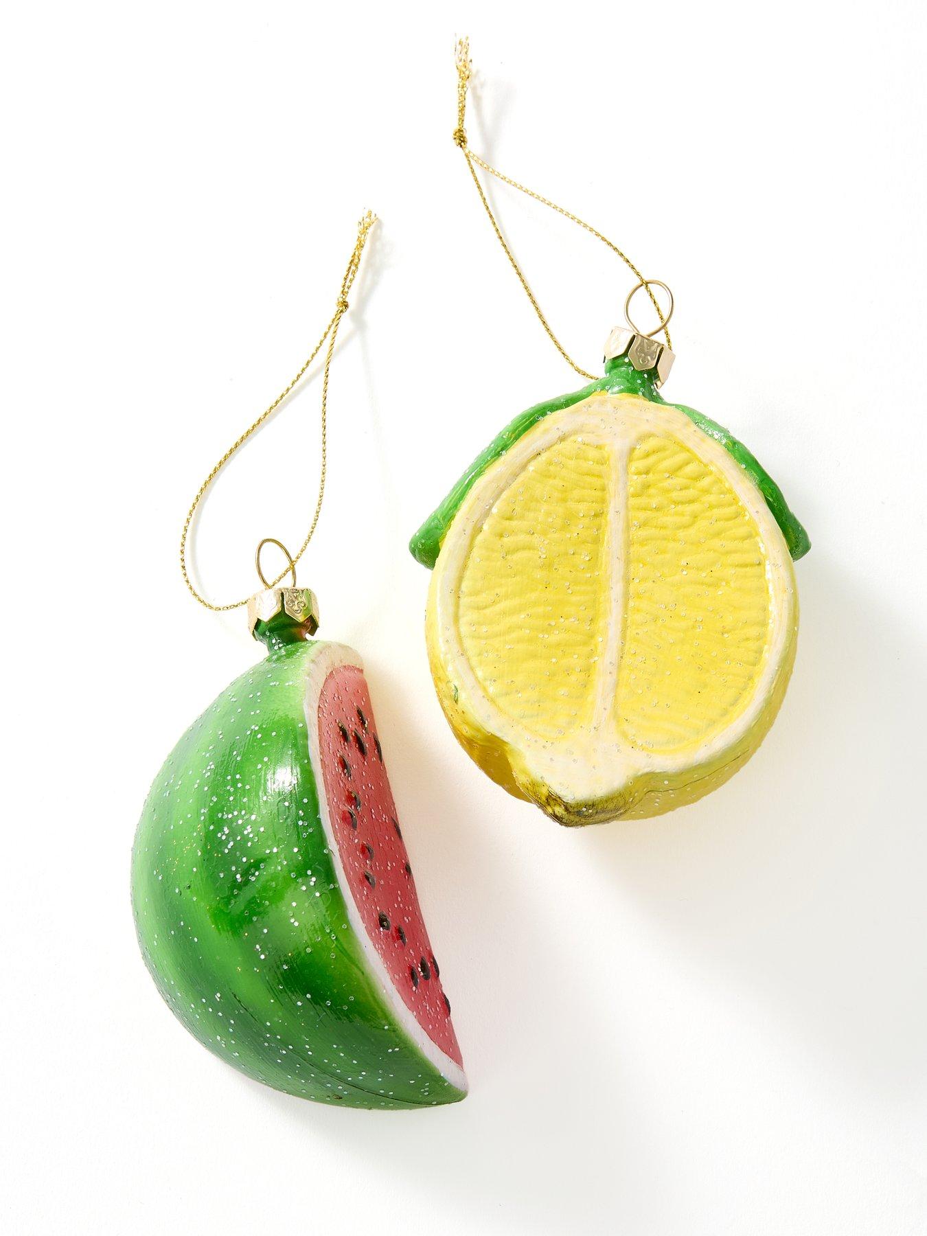  image of the-christmas-gift-co-watermelon-andnbsplemon-slice-christmas-tree-decorations-set-ofnbsp2