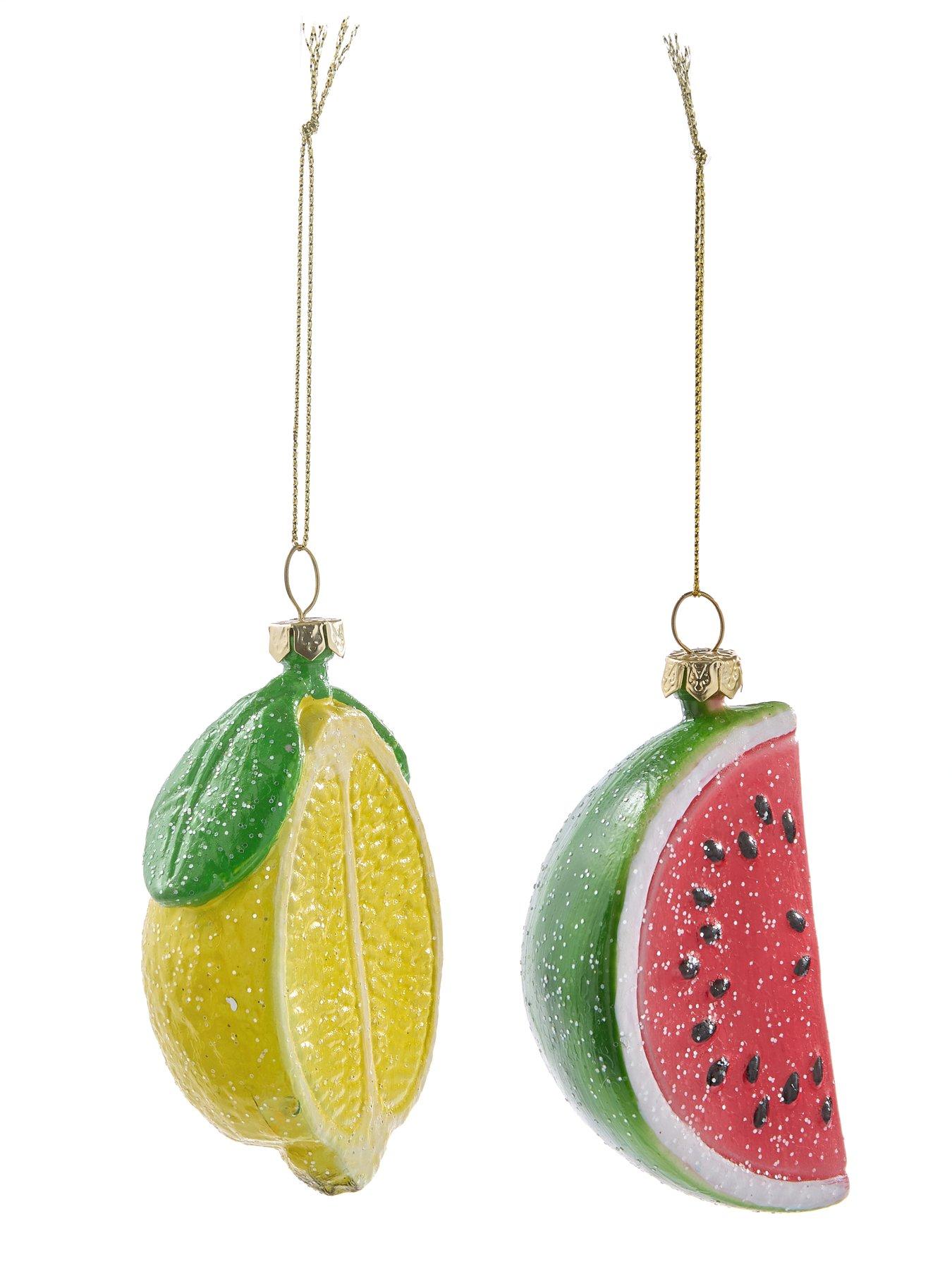  image of the-christmas-gift-co-watermelon-andnbsplemon-slice-christmas-tree-decorations-set-ofnbsp2