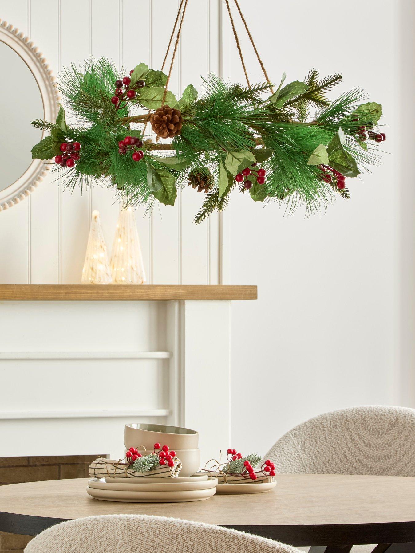 undefined 54 cm Hanging Christmas Wreath with Berries and Cones