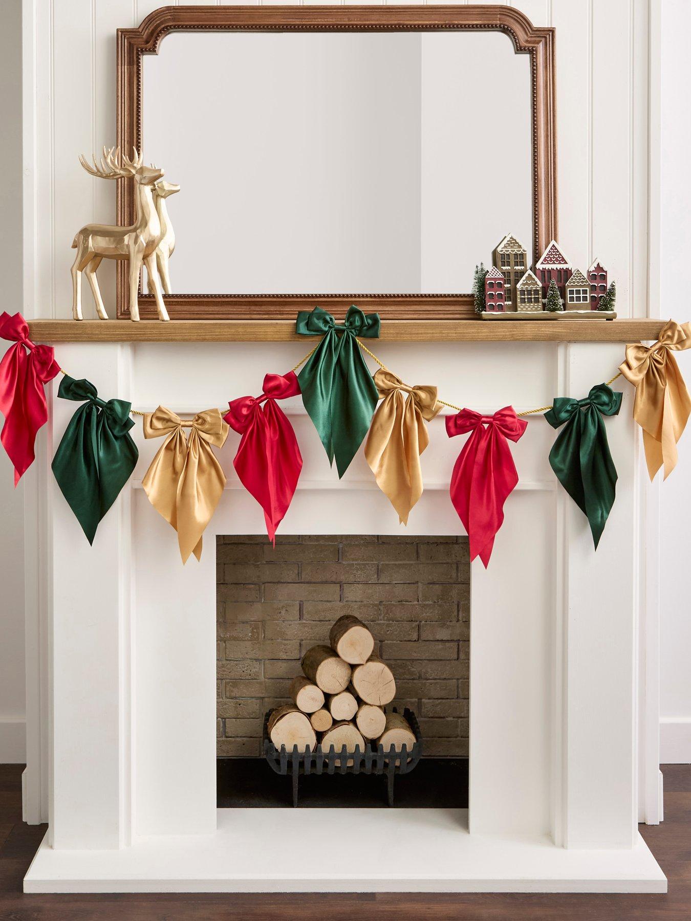 undefined 180cm Satin Bow Christmas Garland - Red/Gold/Green