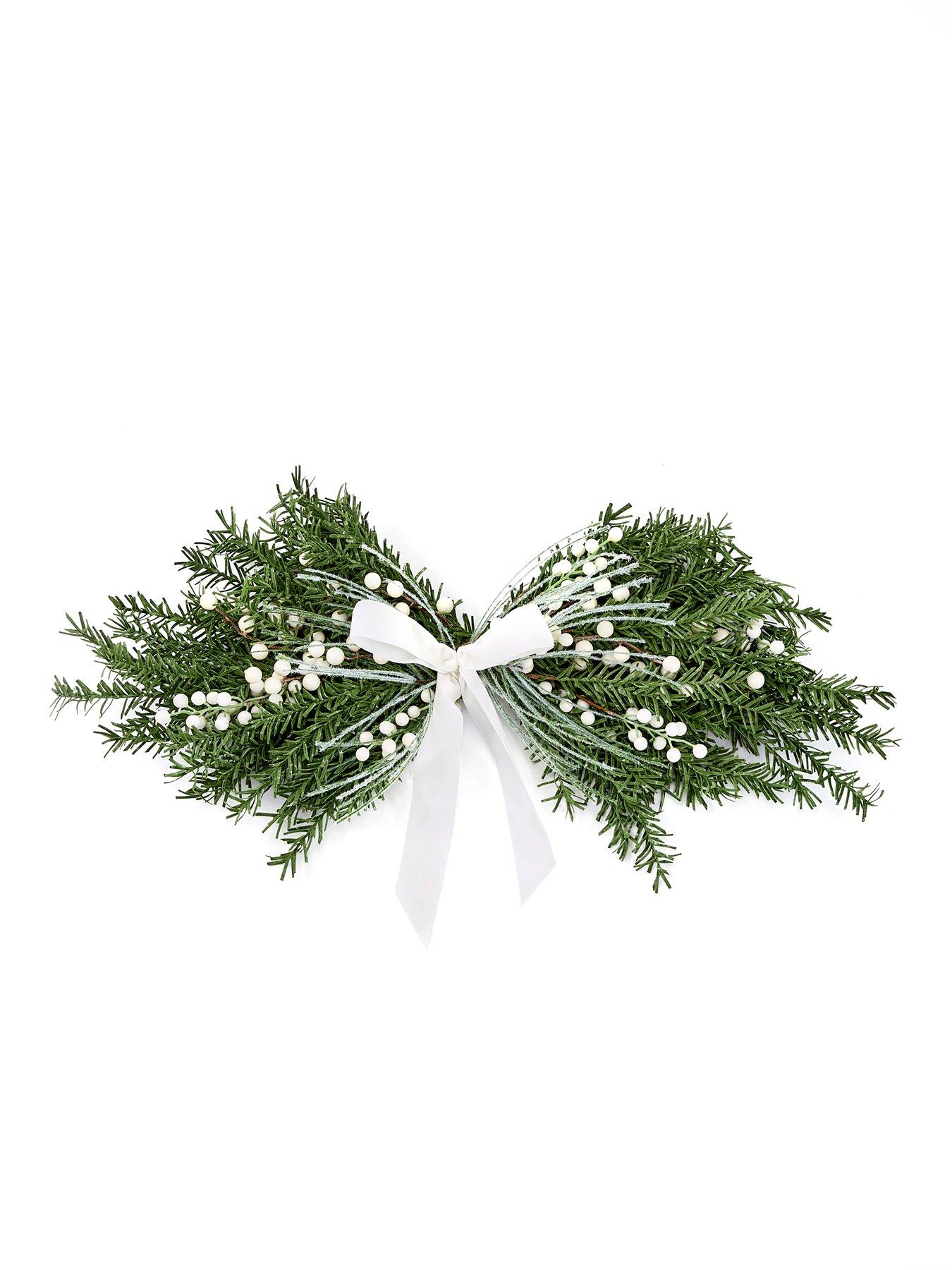 Image 2 of 4 of Scottish Everlastings 80 cm Christmas&nbsp;Table Centrepiece Swag with White Velvet Bow