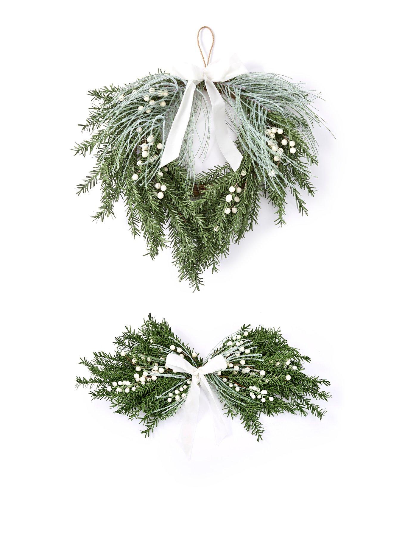 Image 4 of 4 of Scottish Everlastings 80 cm Christmas&nbsp;Table Centrepiece Swag with White Velvet Bow