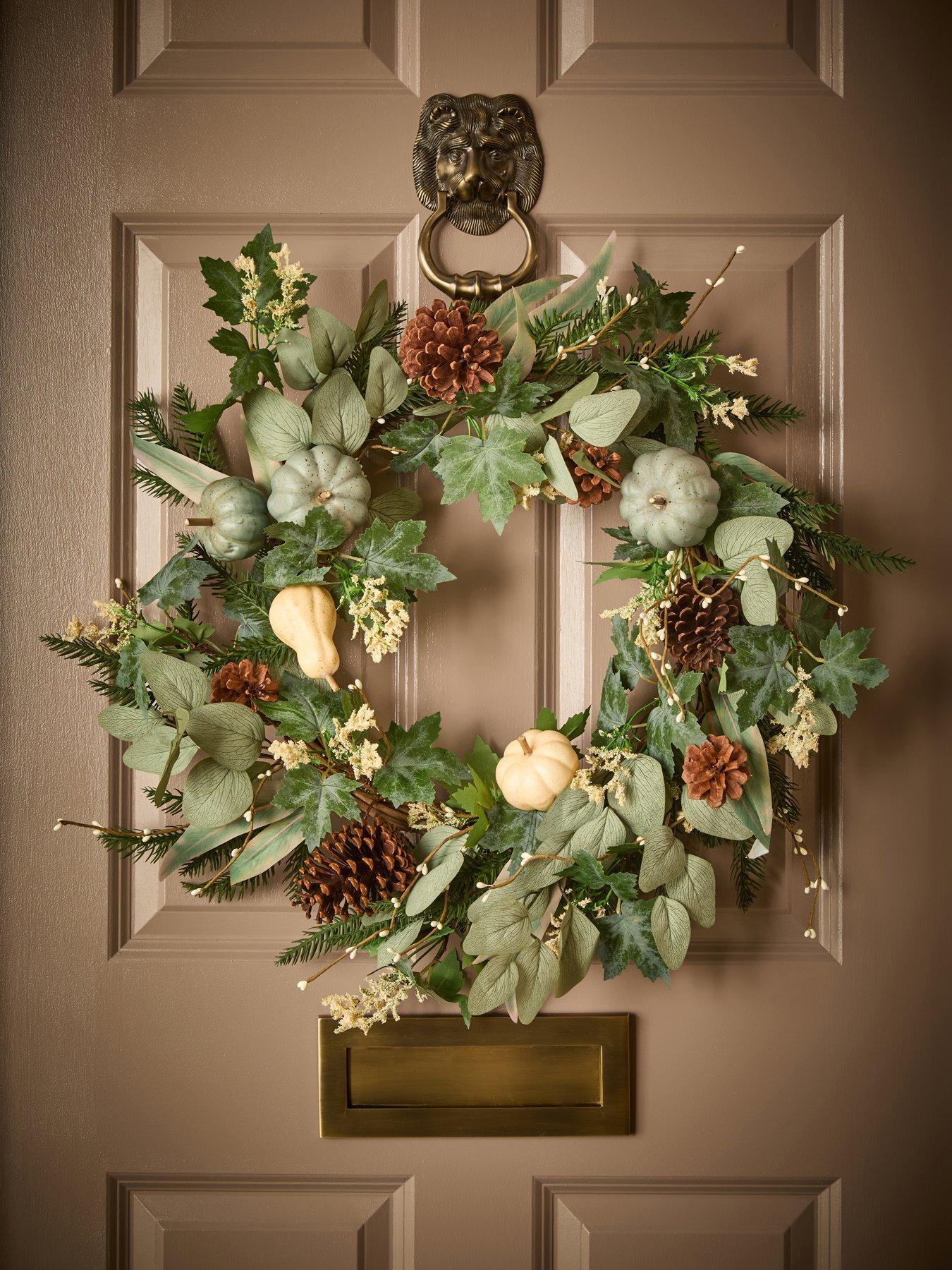 undefined 65 cm Premium Autumn  Pumpkin Wreath Green