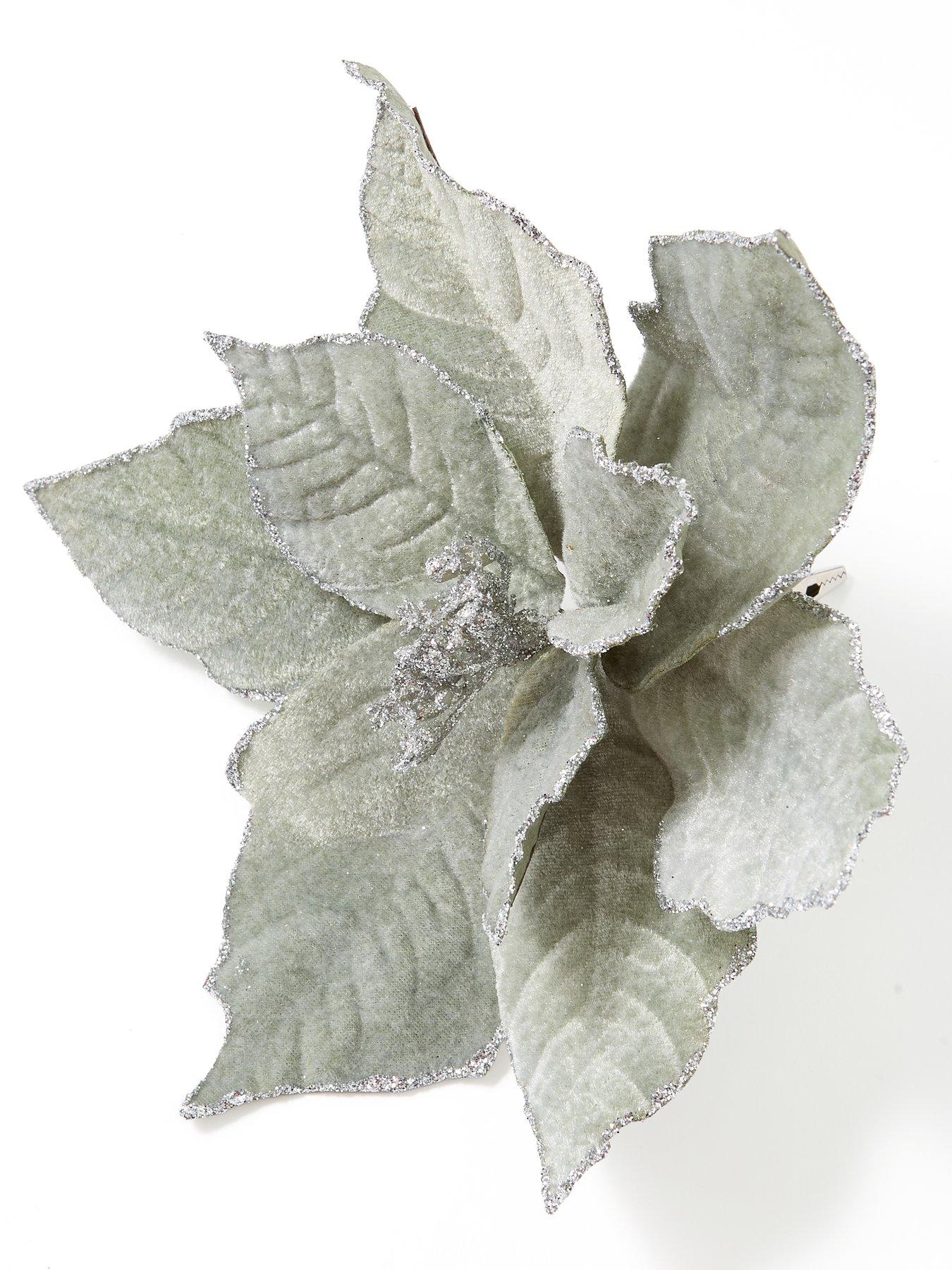  image of the-christmas-gift-co-set-of-4-silver-clip-onnbspchristmas-treenbspflowers