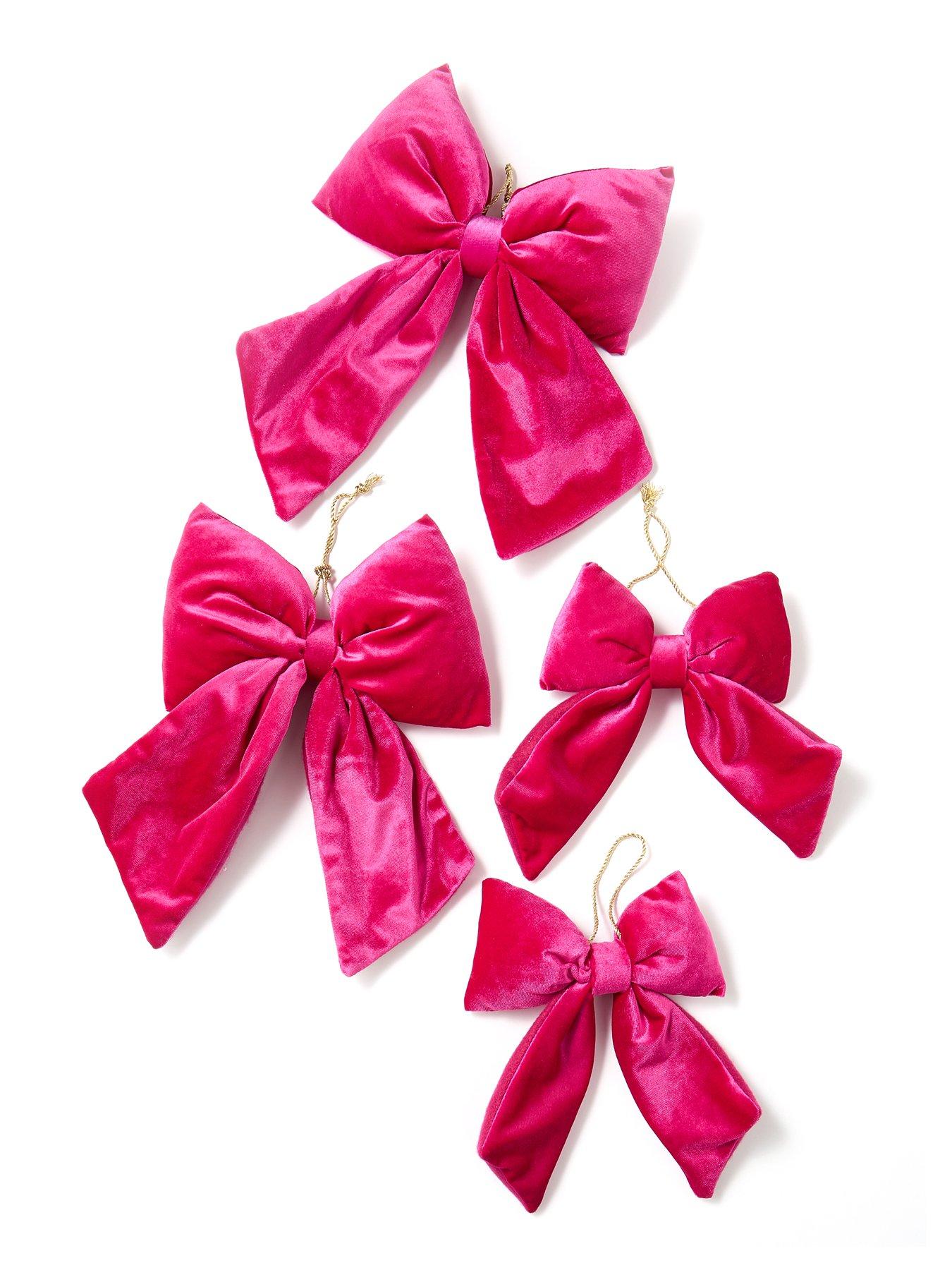  image of the-christmas-gift-co-set-of-4-velvet-christmas-tree-bows--nbsppink