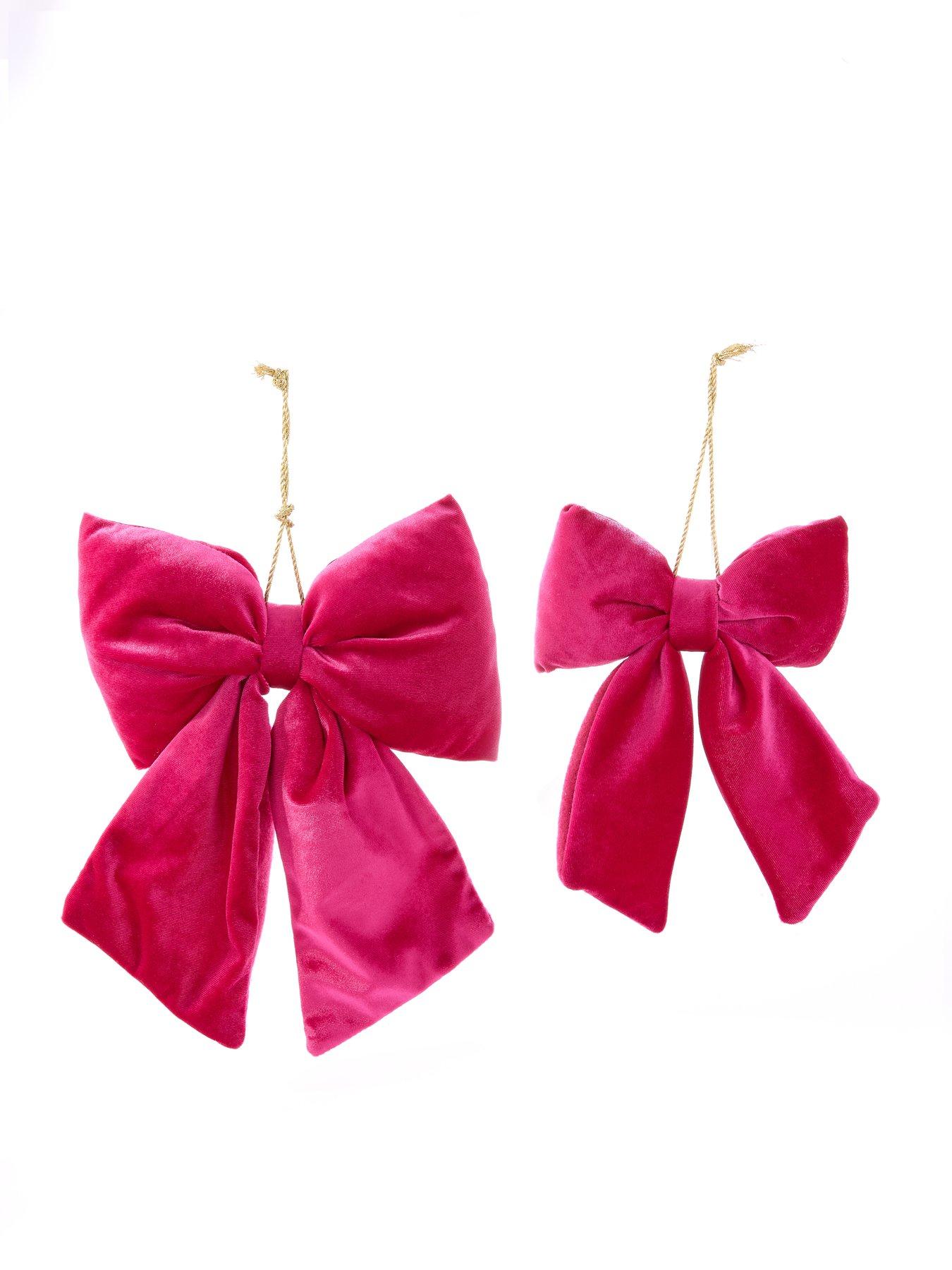  image of the-christmas-gift-co-set-of-4-velvet-christmas-tree-bows--nbsppink