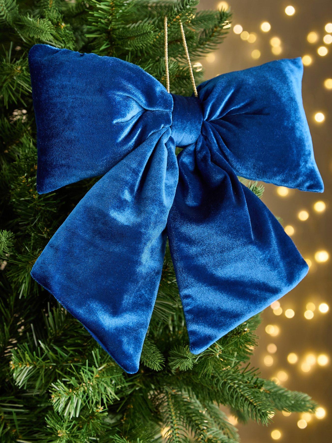 Set of 4 Christmas Tree Bows - Dark Blue