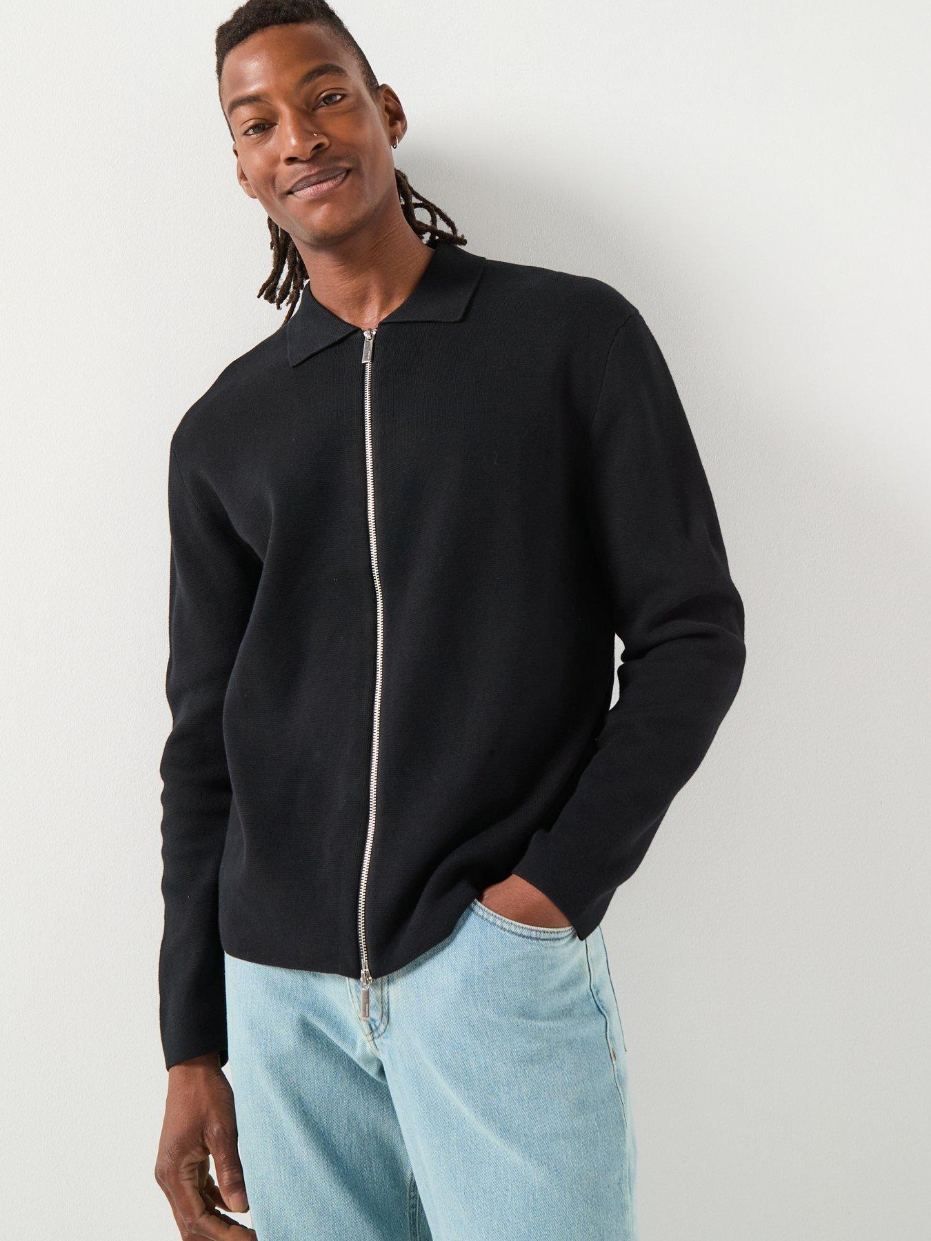 selected-mike-long-sleeve-full-zip-knitted-cardigan-black