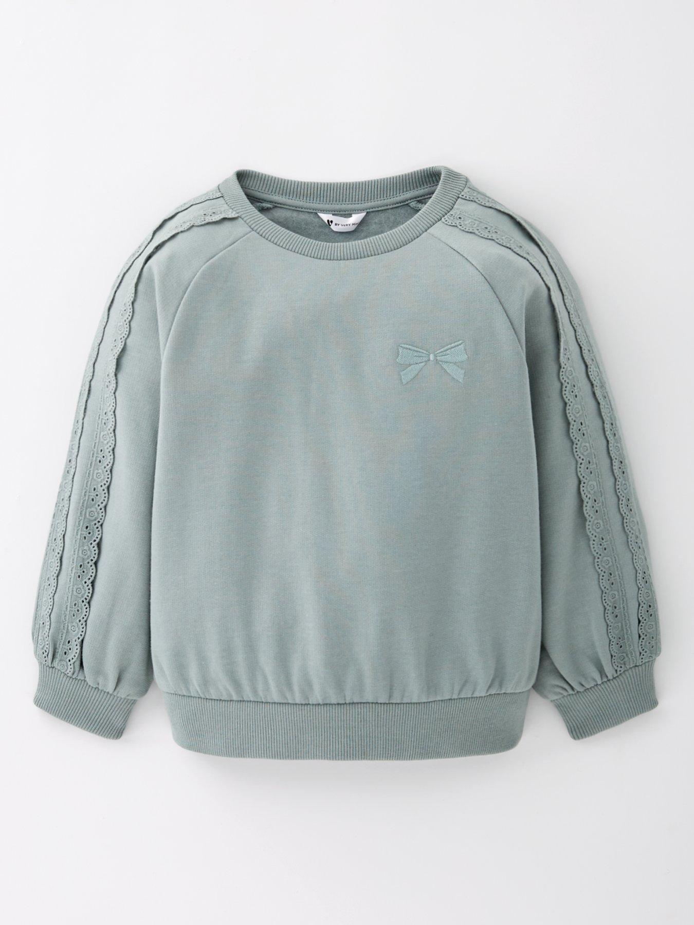 Mini V by Very Girls Lace Crochet Trim Detail Sweat Bow Bow Applique