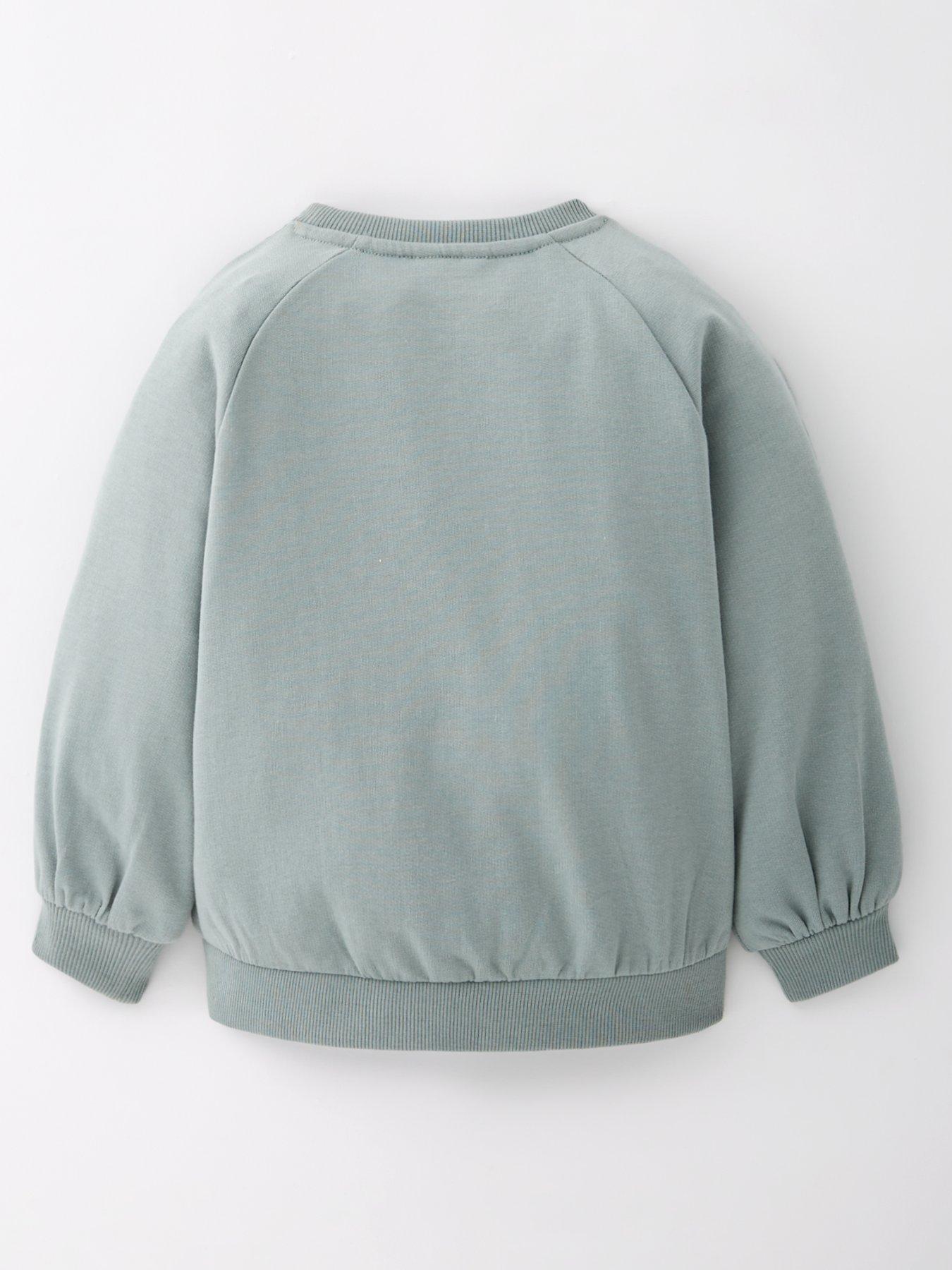 Image 2 of 4 of Mini V by Very Girls Lace Crochet Trim Detail Sweatshirt - Green