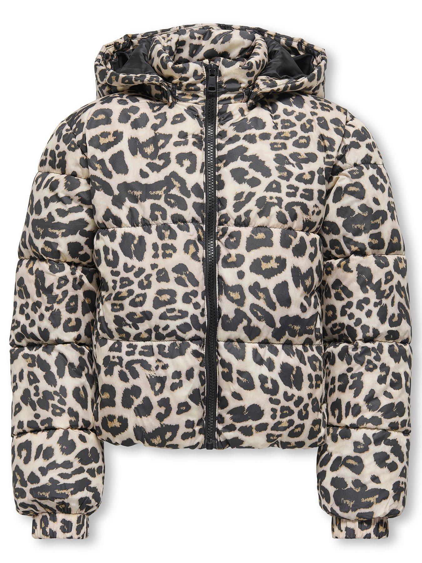 Image 2 of 6 of Only Kids Girls Leopard Print Padded Jacket - Beige
