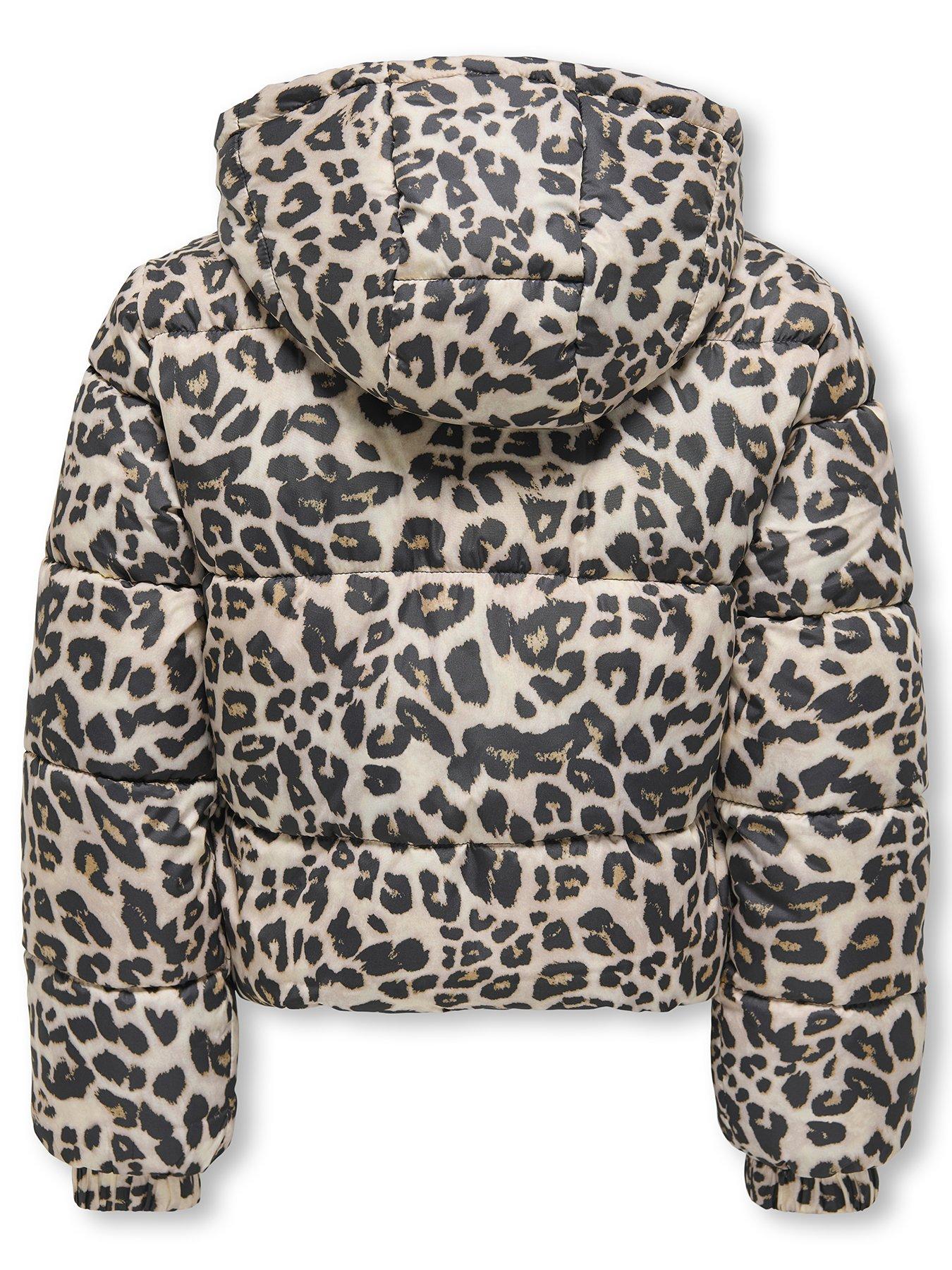 Image 3 of 6 of Only Kids Girls Leopard Print Padded Jacket - Beige