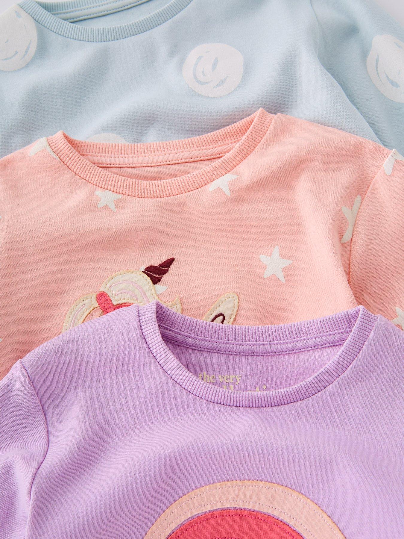 Image 4 of 5 of The Very Collection Girls 3 Pack Printed Pyjamas With Applique Detail - Multi