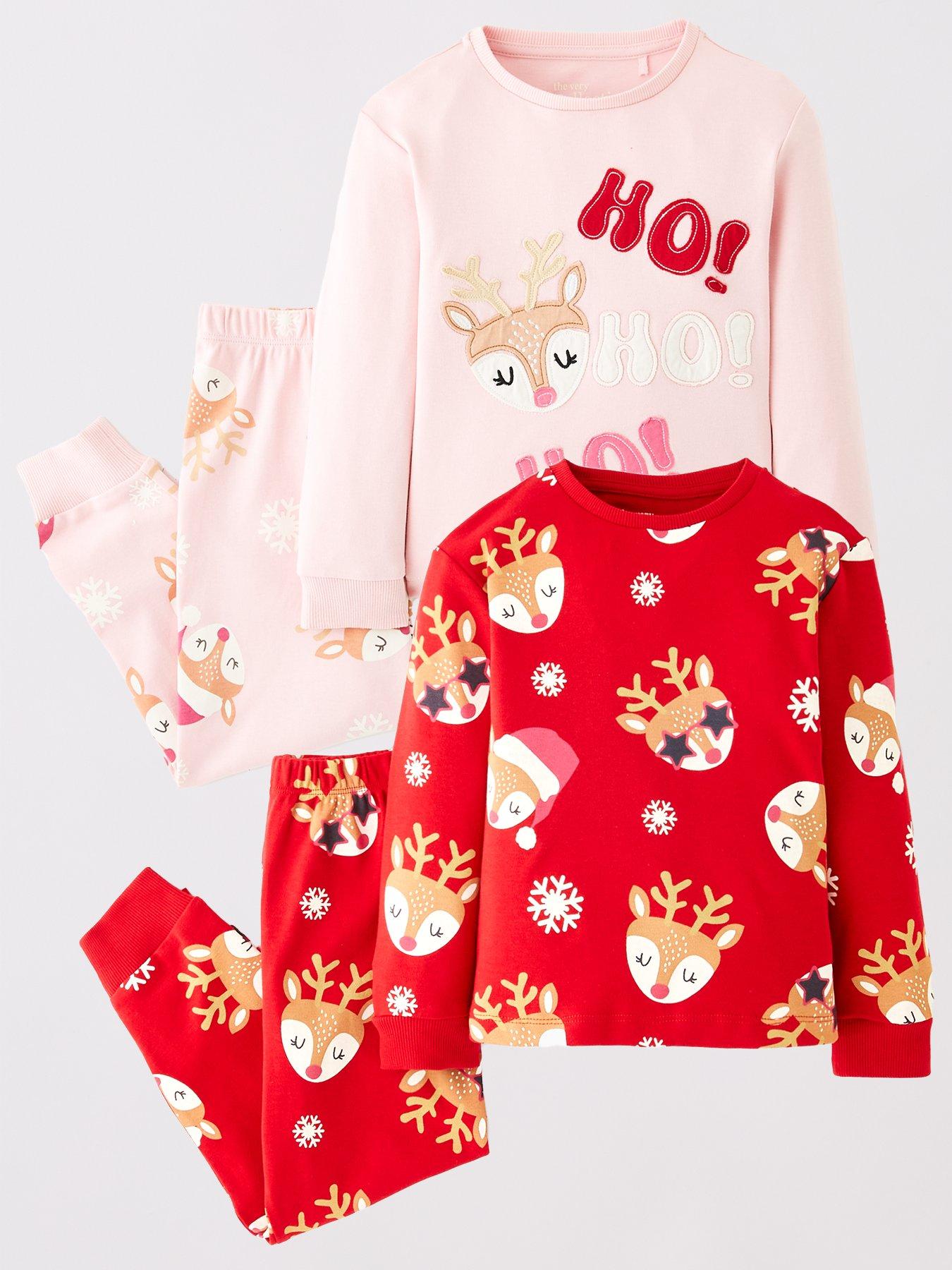  image of the-very-collection-girls-novelty-2-pack-christmas-pyjamas-multi