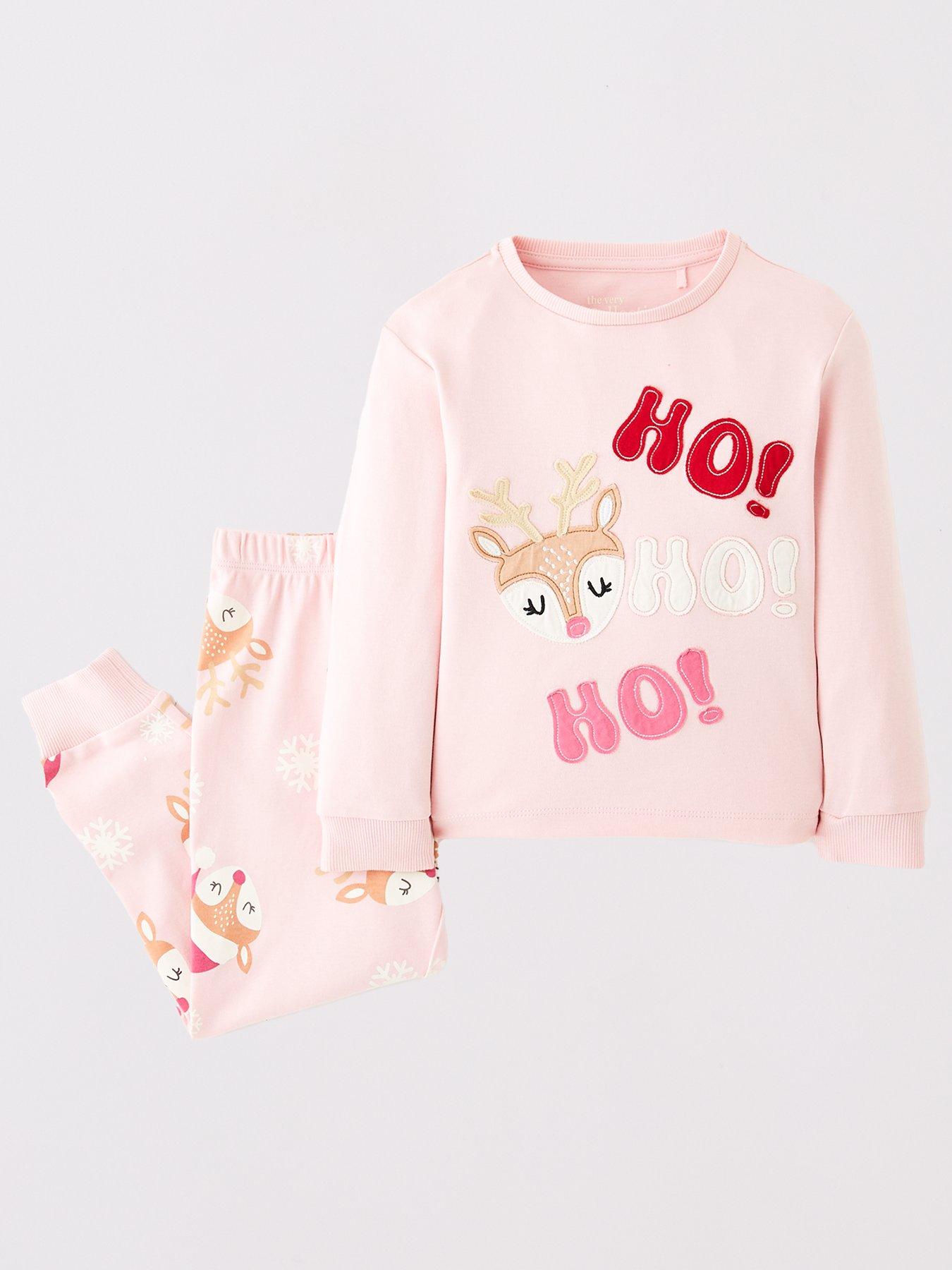 back image of the-very-collection-girls-novelty-2-pack-christmas-pyjamas-multi