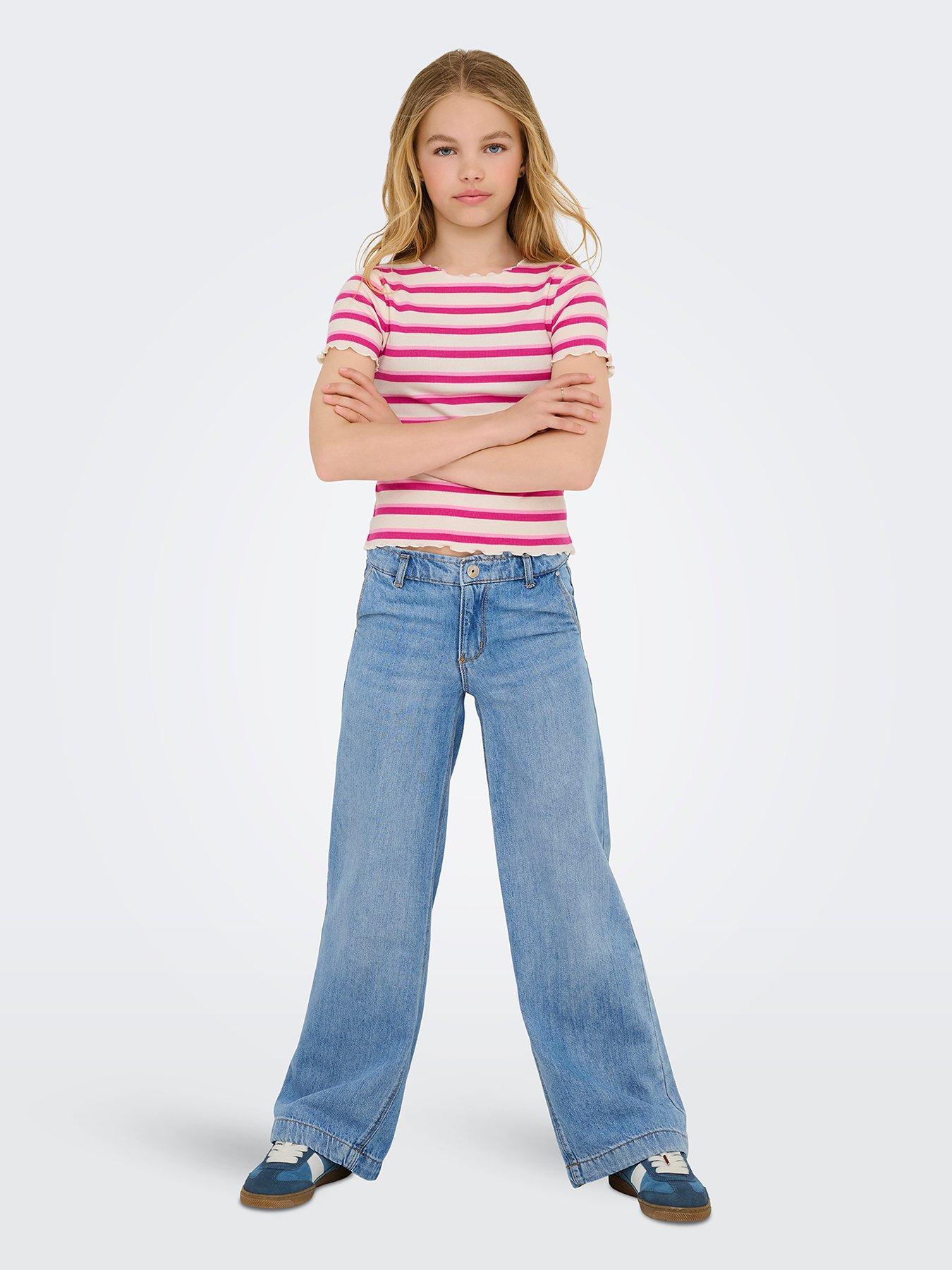 Image 1 of 6 of Only Kids Girls Comet Wide Leg Jeans - Light Blue