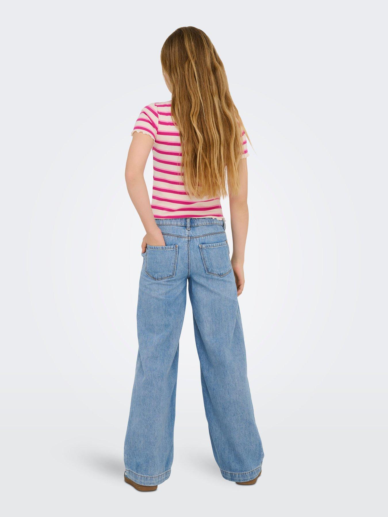 Image 2 of 6 of Only Kids Girls Comet Wide Leg Jeans - Light Blue